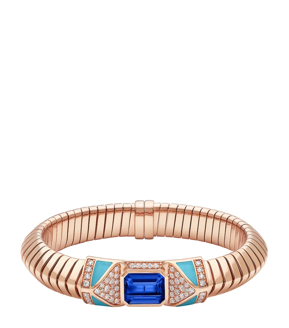 Bvlgari Rose Gold, Diamond, Tanzanite and Turquoise Tubogas Bracelet Pink Gold Image 1