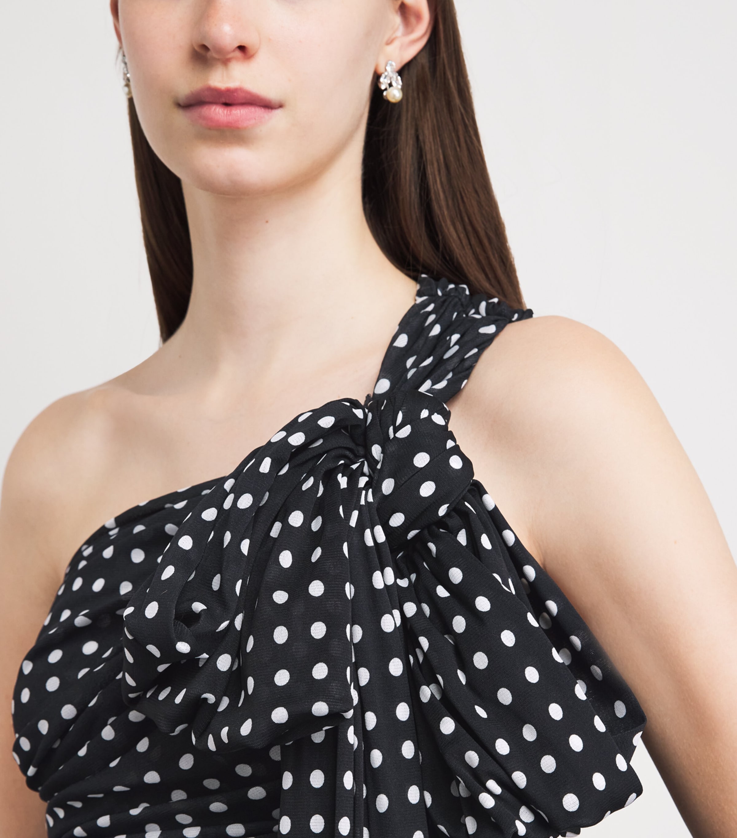 Patou Womens Polka-Dot Asymmetric Mini Dress Nghtblue Plkadt Image 5