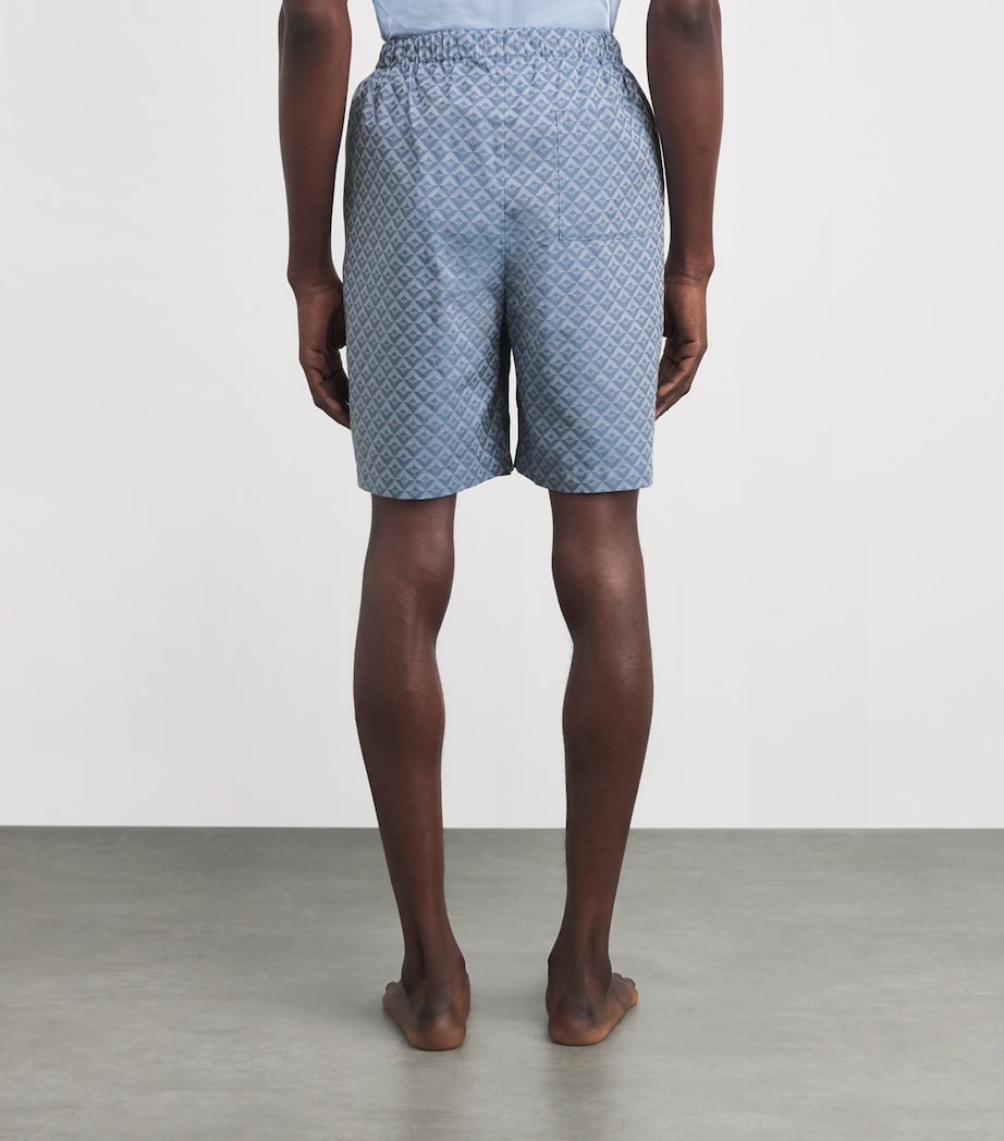 Cotton Geometric Logo Pyjama Shorts BLUE Image 4