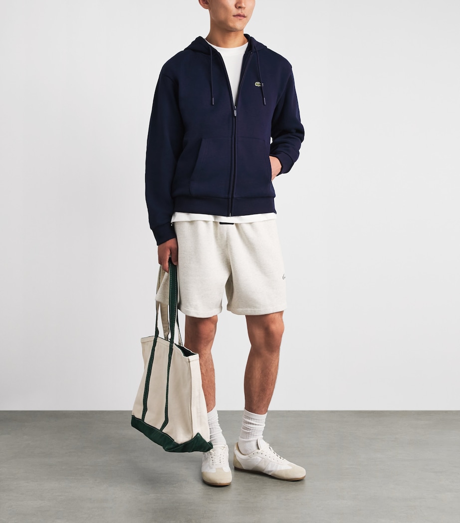 Lacoste Mens Fleece Zip-Up Hoodie Navy Blue Image 2