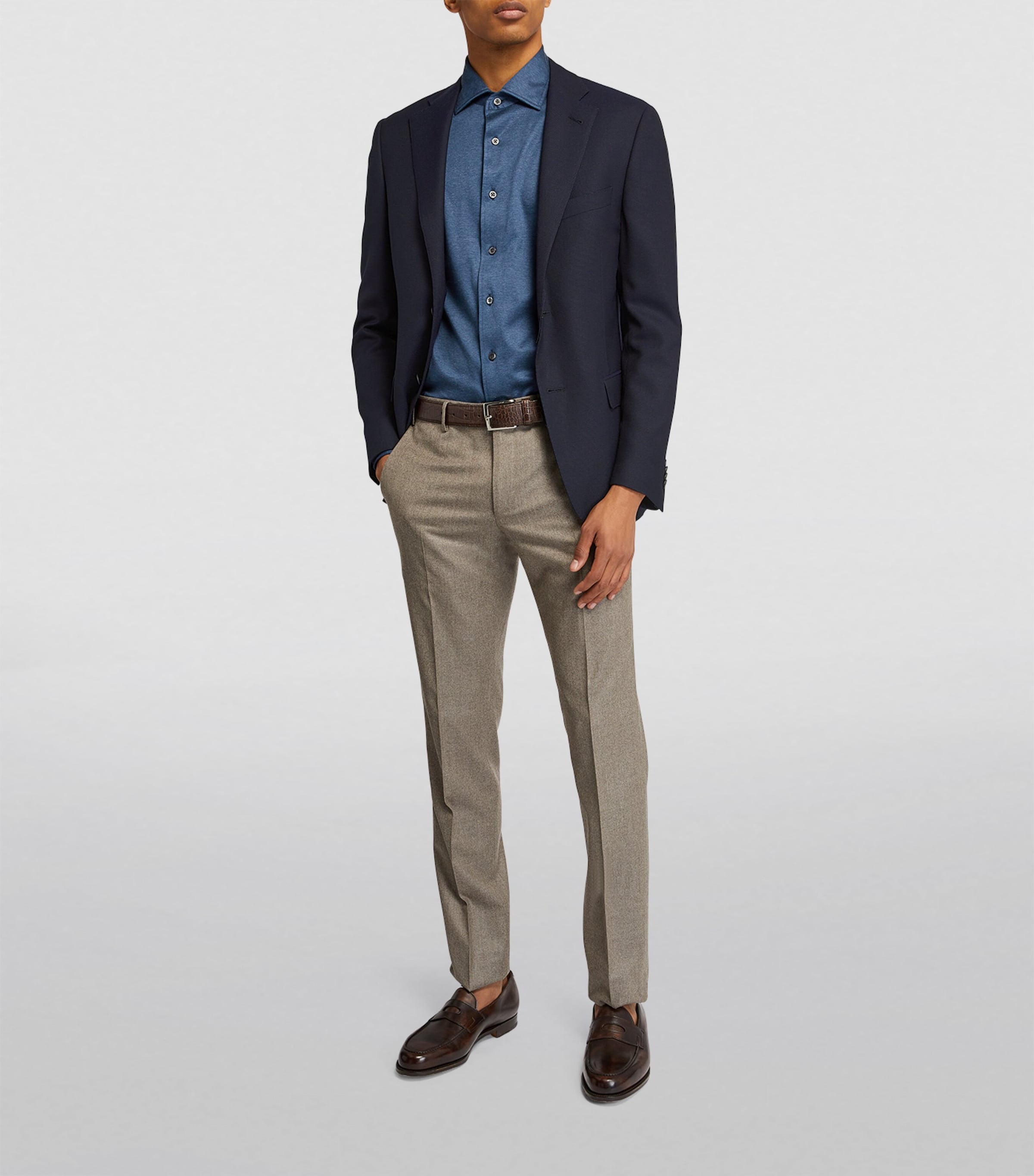 Corneliani Mens Hopsack Wool Blazer Navy Image 2