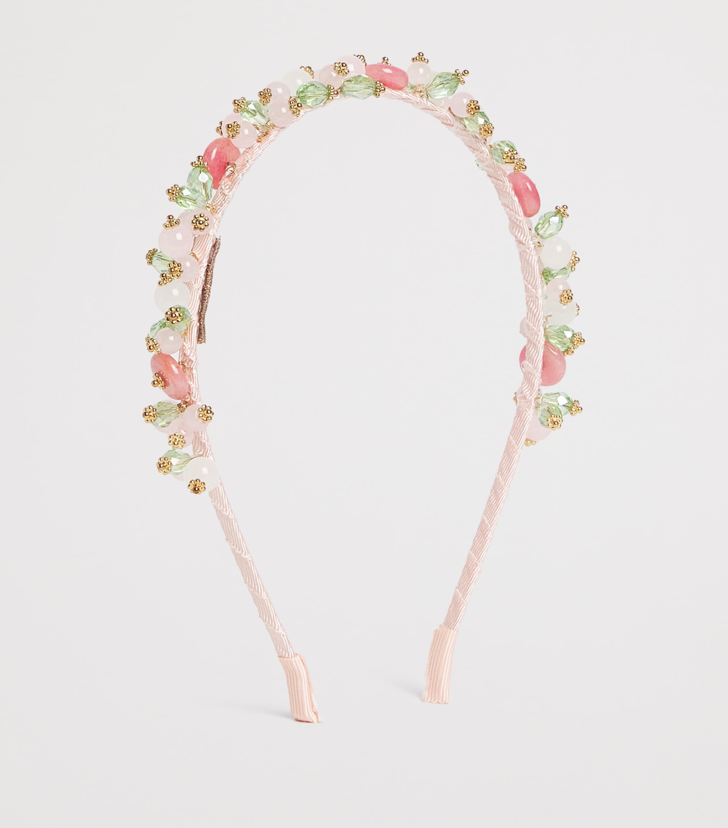 Monnalisa Satin Beaded Headband Antique Pink Image 2