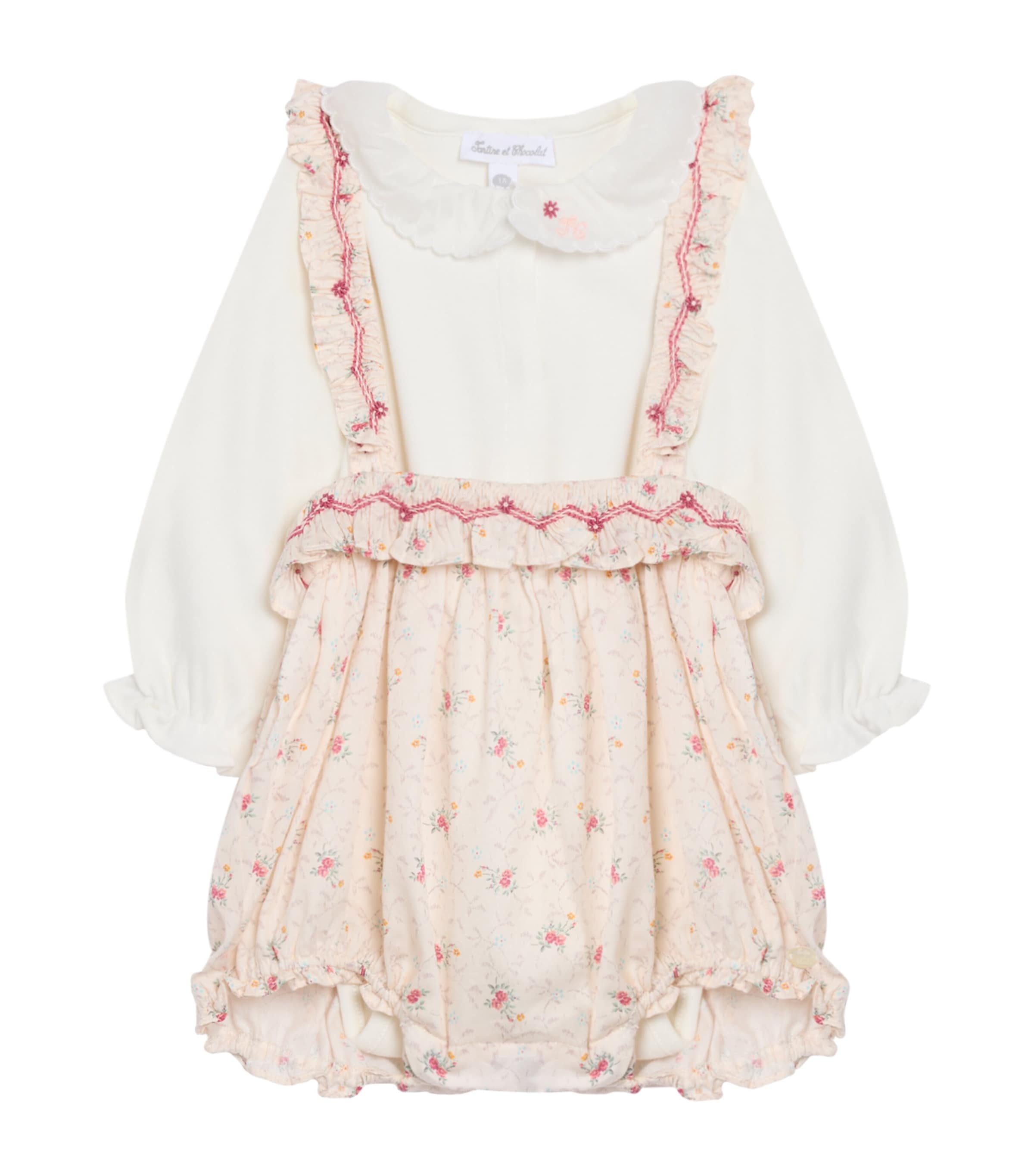 Tartine Et Chocolat Kids' Cotton Bodysuit And Bloomers Set In White