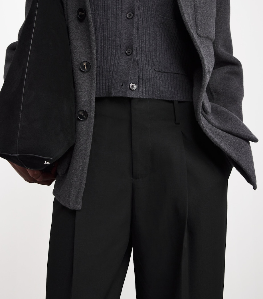 Pleated Straight Trousers 001BLK-BLACK Image 6