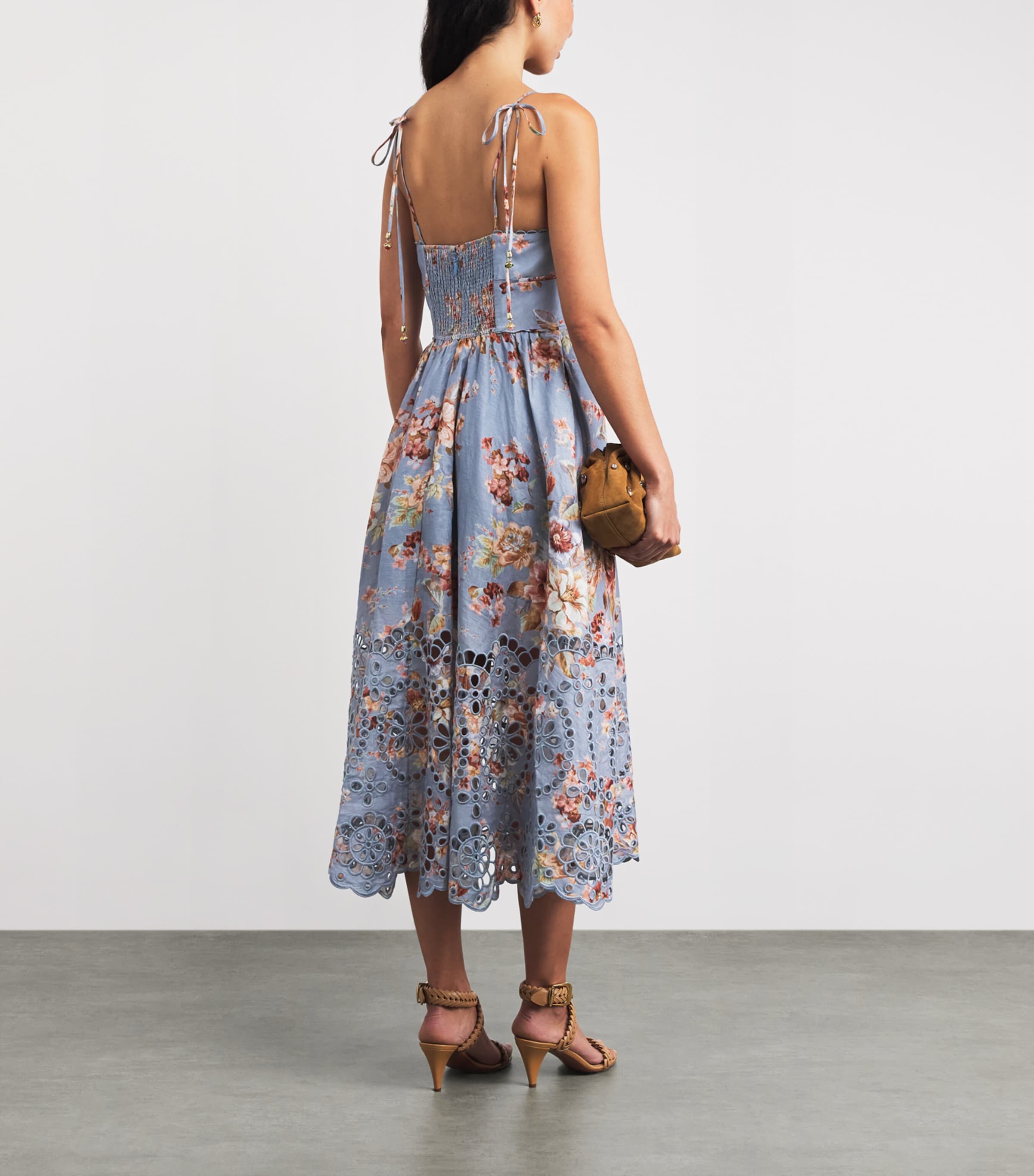 Linen Awaken Picnic Midi Dress CHAMBRAY FLORALCFLR Image 3