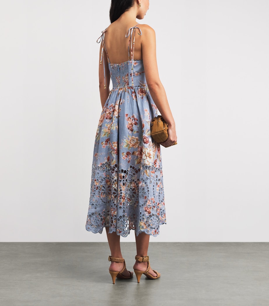 Linen Awaken Picnic Midi Dress CHAMBRAY FLORALCFLR Image 3