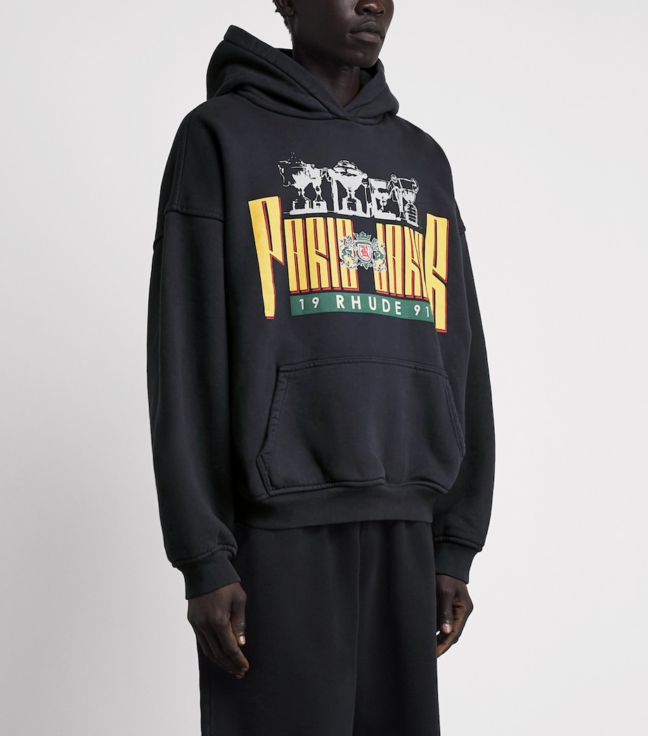 Rhude Mens Cotton Graphic Hoodie Vintage Blk/ylw Image 4