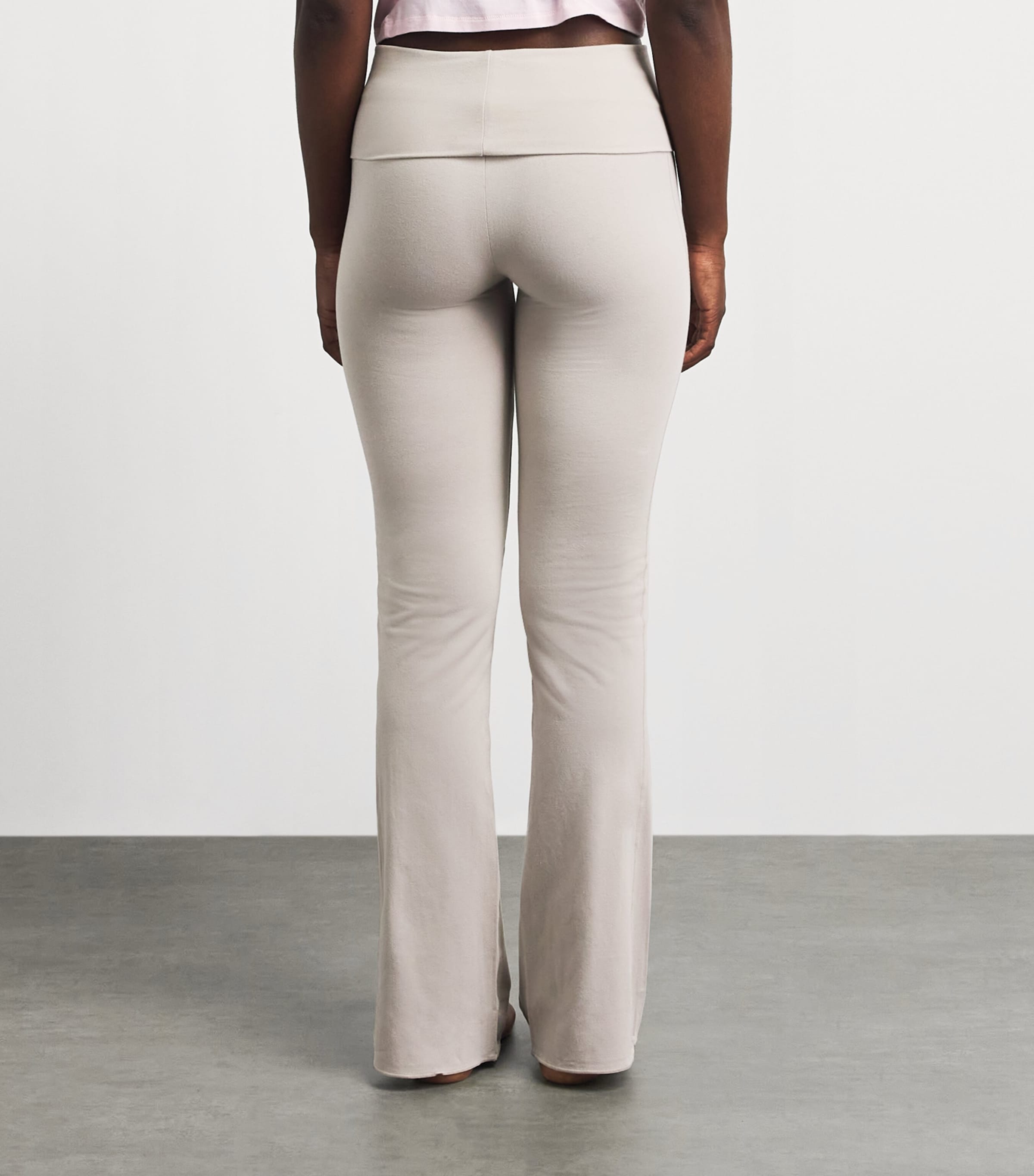 Skims Womens Cotton Jersey Foldover Trousers Stone Image 5