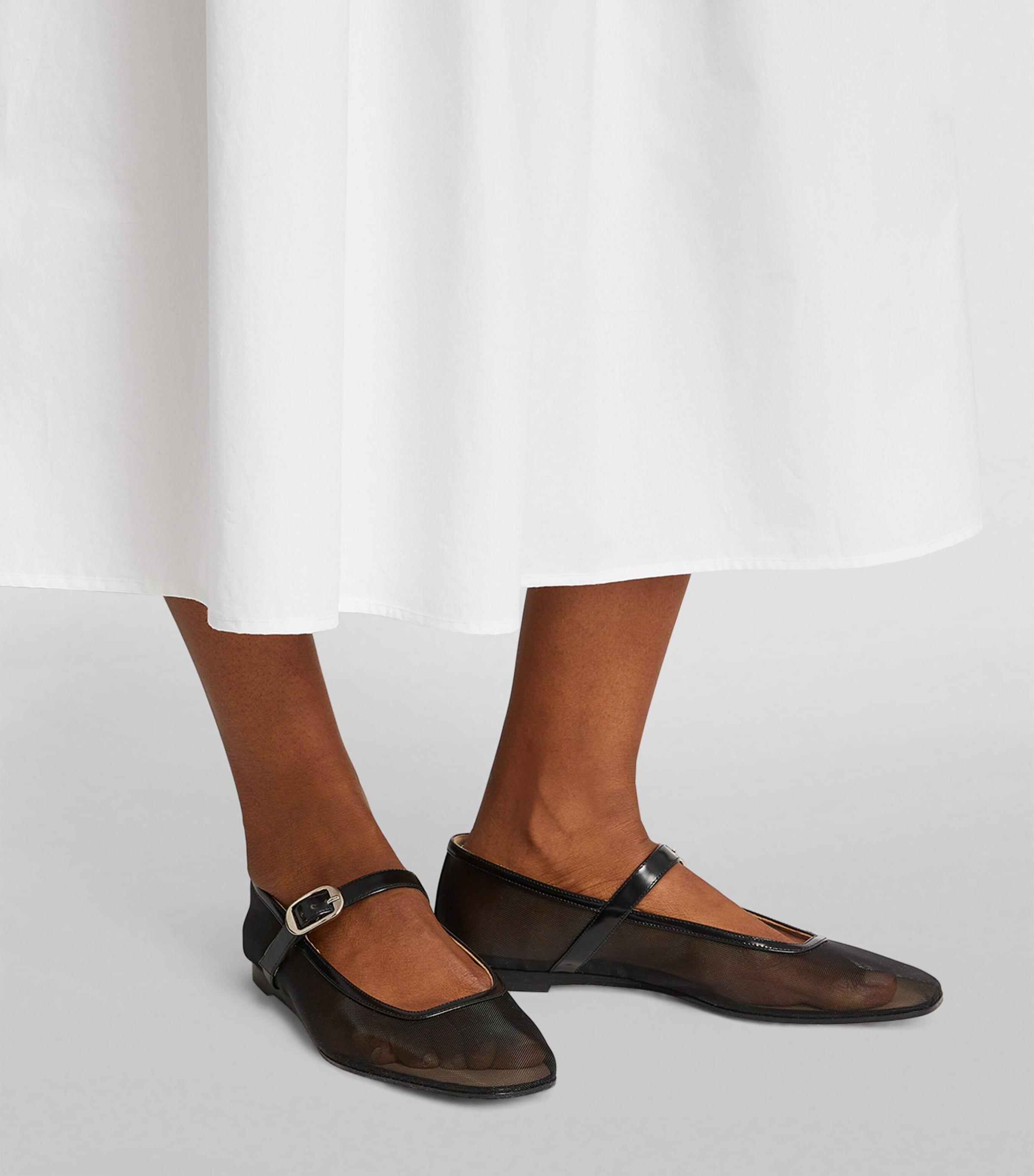 Le Monde Beryl Black Mesh Mary Jane Ballet Flats | Harrods US