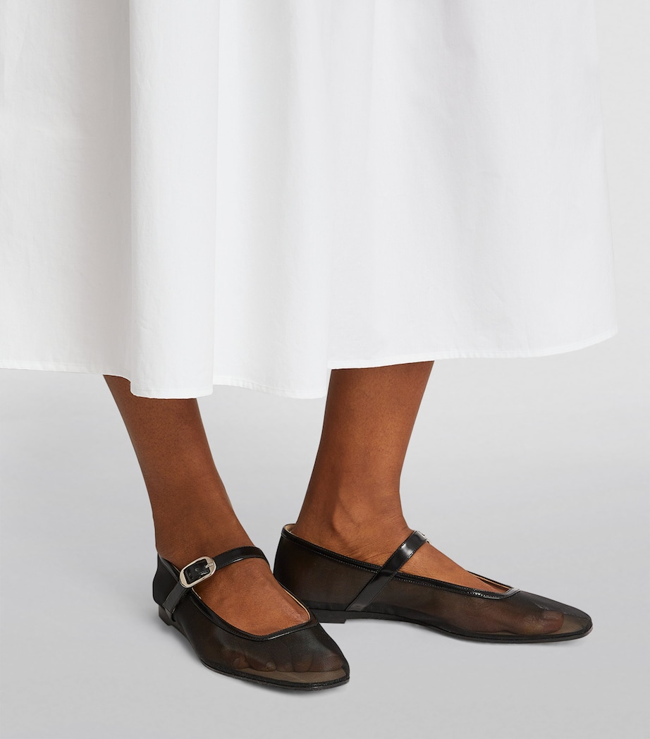 Mesh Mary Jane Ballet Flats BLACK Image 6