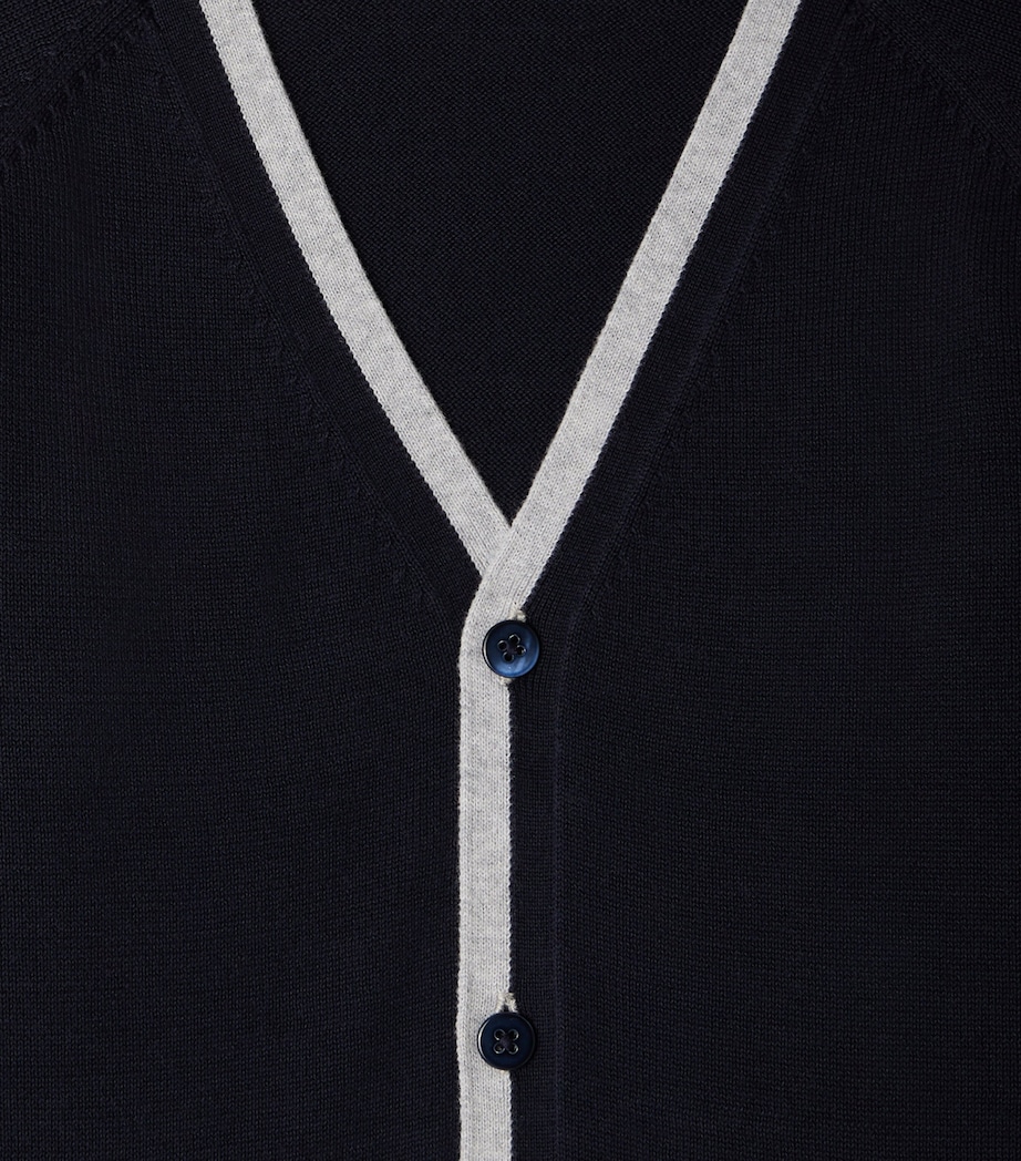 Cotton Contrast-Trim Cardigan (10-12 Years) UPB MARINE Image 3