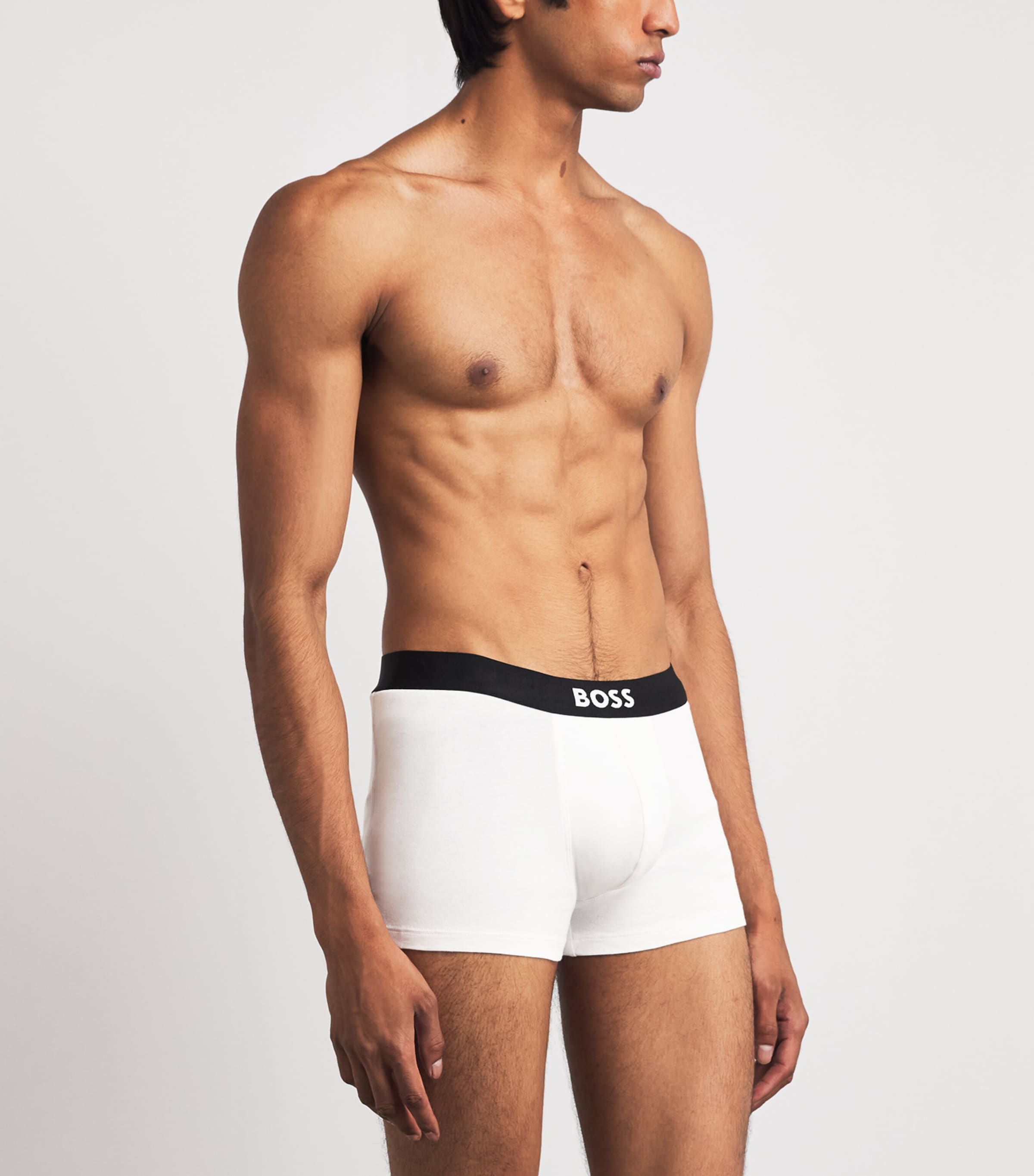 BOSS Mens Stretch-Cotton Boss One Trunks (Pack of 3) White Image 2