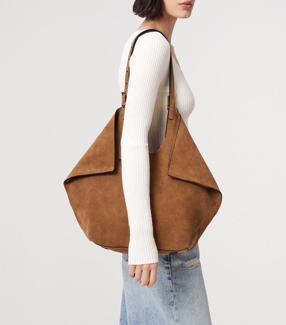 AllSaints Suede Ara East-West Tote Bag Arizona Tan Brown Image 5