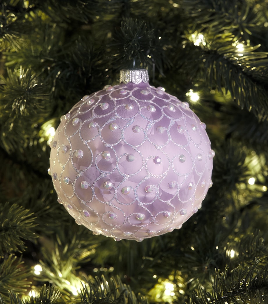 Harrods Faux Pearl and Glitter Swirl Bauble Lvendr Frst Effct Image 3