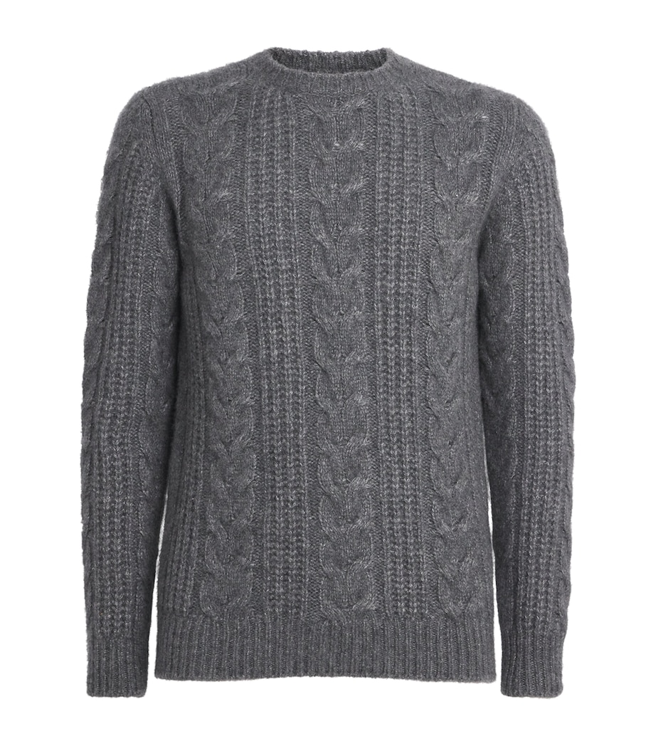 Cashmere-Silk Braided Sweater GRIGIO MEDIO MELANGE Image 1