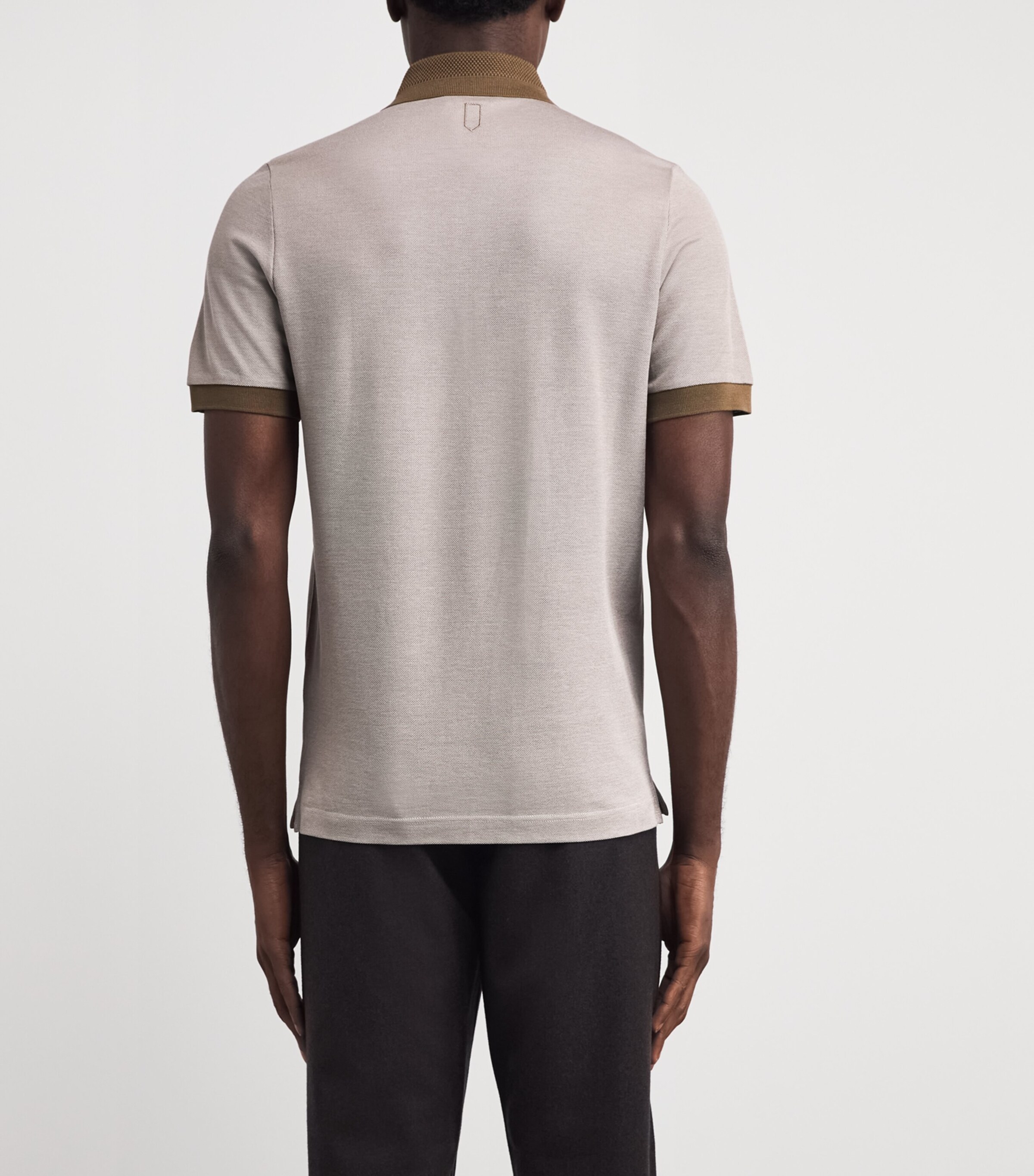 Canali Mens Cotton Contrast-Trim Polo Shirt Image 4