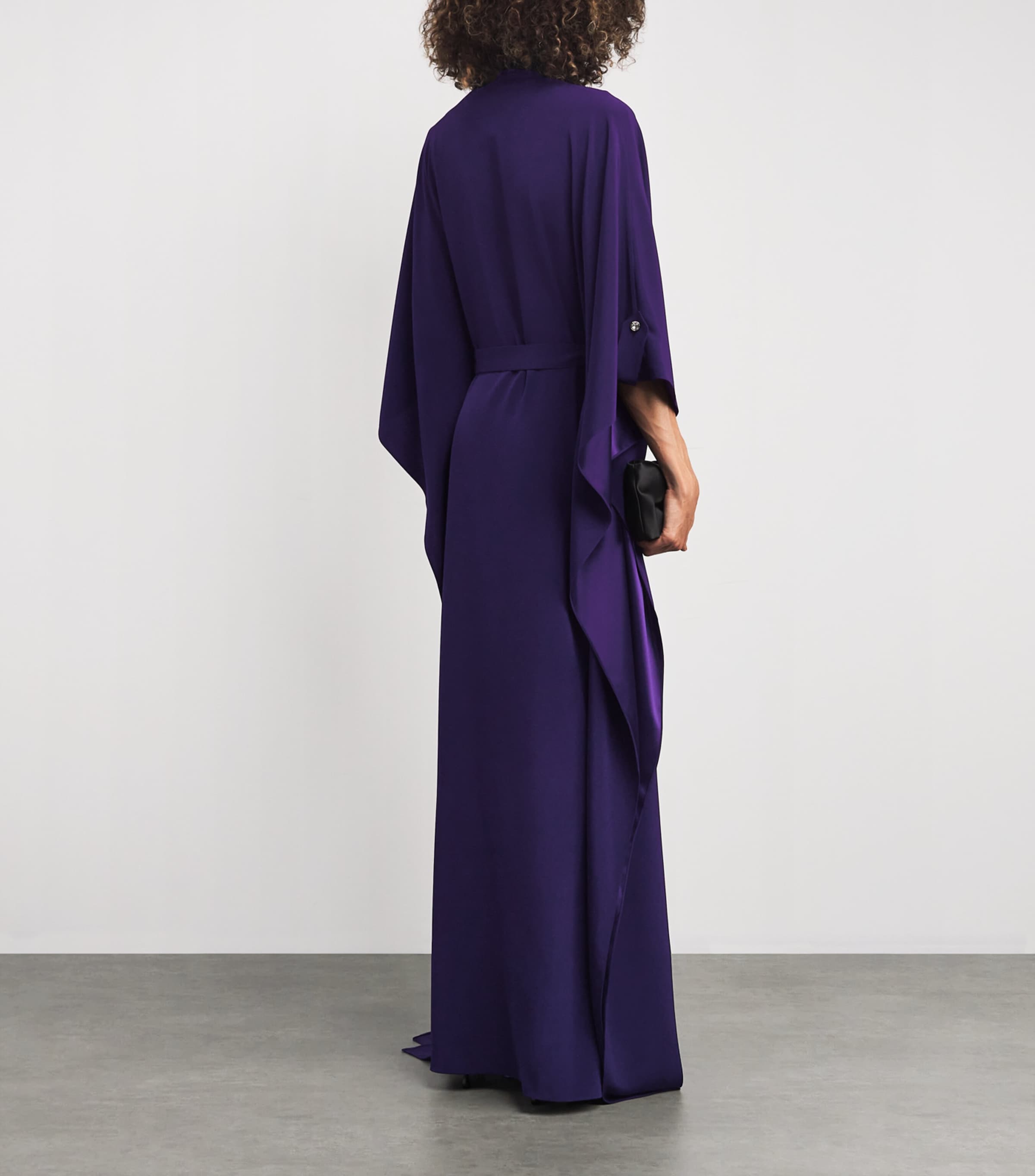 Satin Kaftan Maxi Dress 5145 DARK PURPLE Image 3