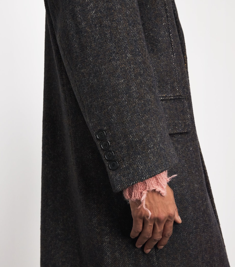 System Mens Wool Single-Breasted Overcoat Dark Brown Image 3