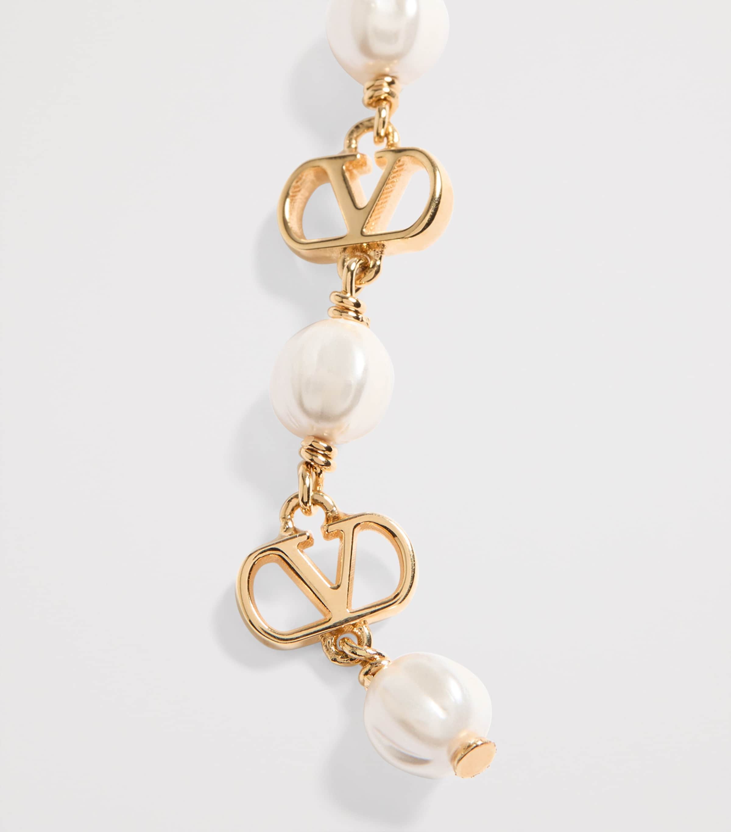 Valentino Garavani Faux Pearl VLogo Signature Drop Earrings Cnp Image 4