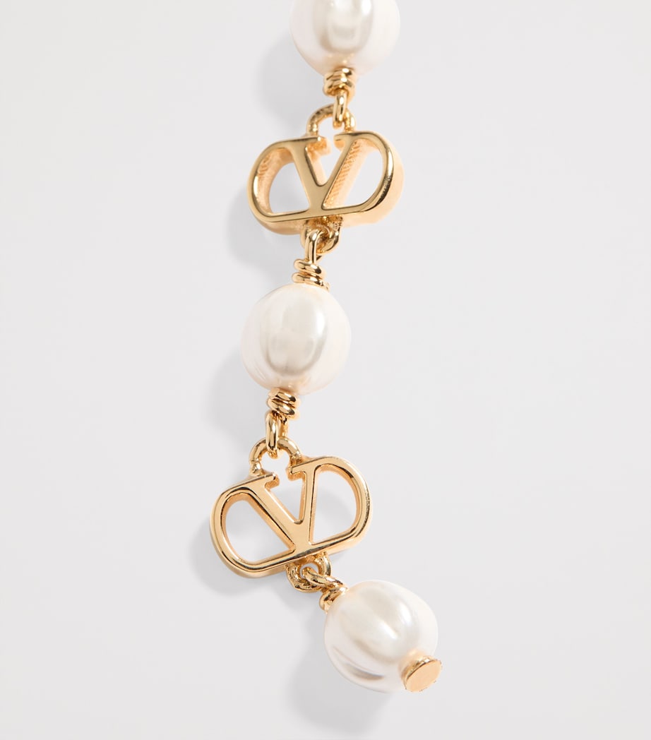 Valentino Garavani Faux Pearl VLogo Signature Drop Earrings Cnp Image 4