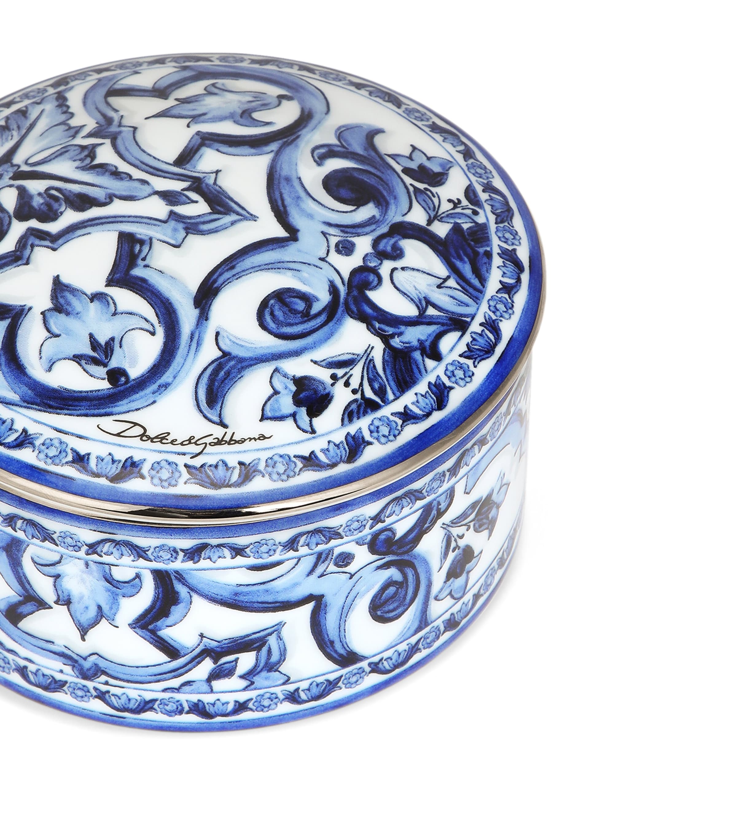 Dolce&Gabbana Casa Porcelain Blu Mediterraneo Trinket Box Fiore Pic.blu Image 4