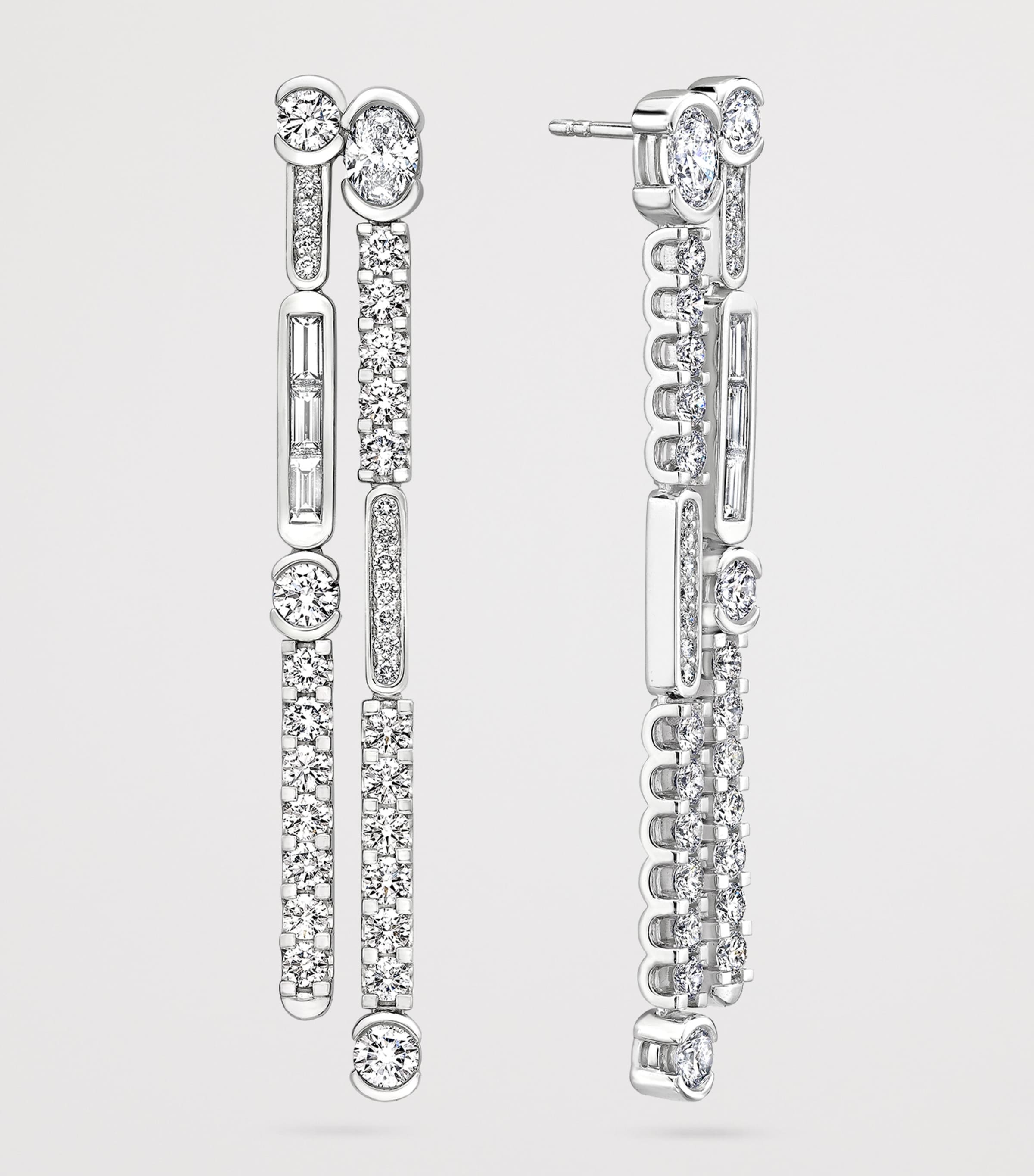 Boodles Platinum and Diamond Play of Light Drop Earrings Platinum Image 3