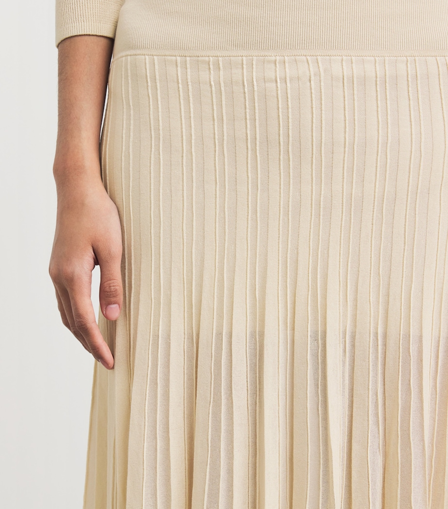 Crepe Pleated Knit Midi Skirt 90 LBLIGHT BEIGE Image 6