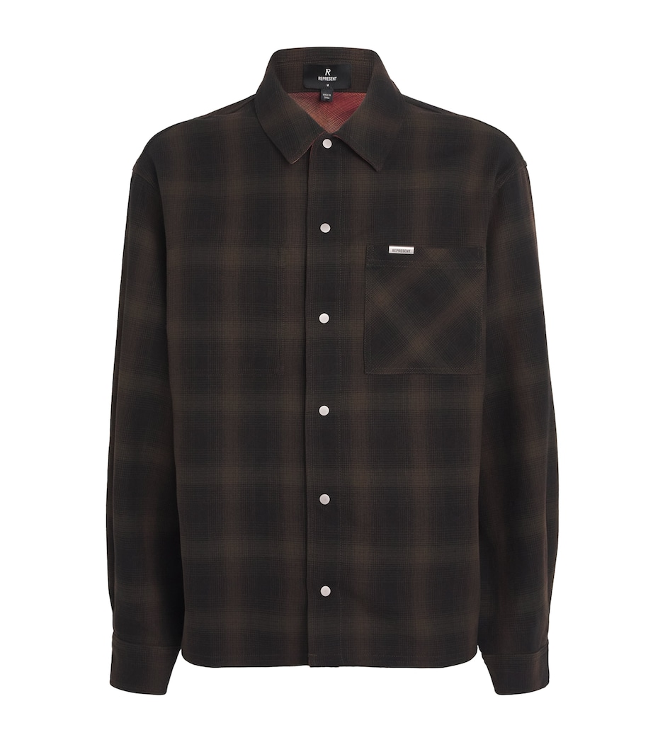 Cotton Reversible Check Overshirt NERO Image 1