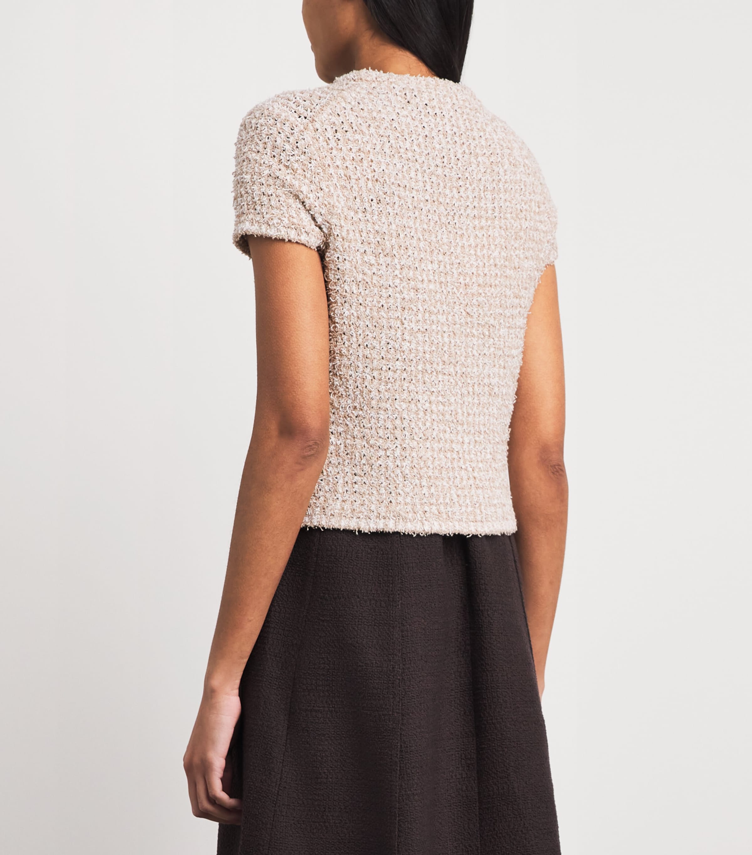 ME+EM Womens Organic Cotton-Blend Tweed Cardigan Cream/white Image 5