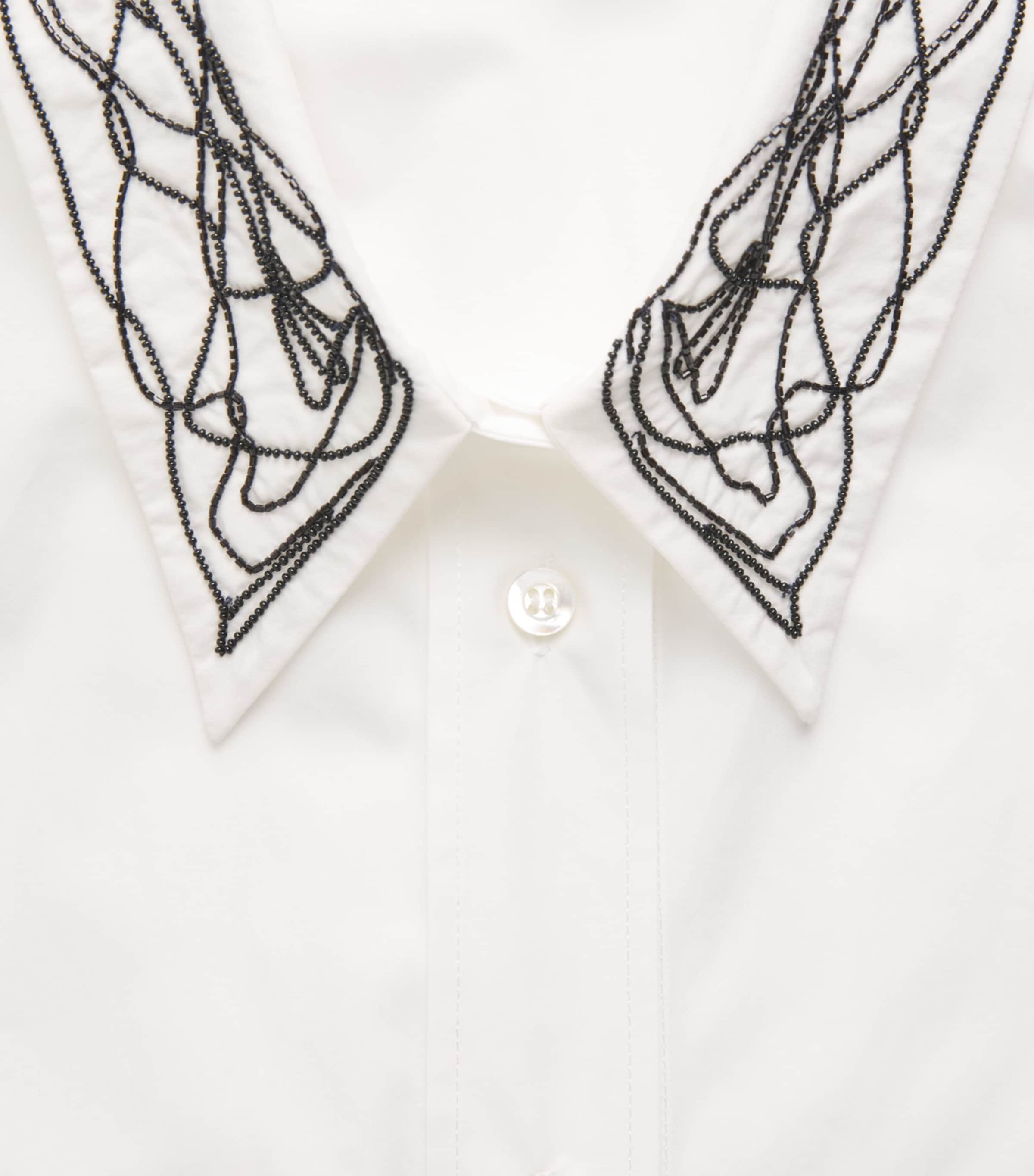 Fabiana Filippi Womens Cotton Embellished Shirt Bianco/blu Image 6