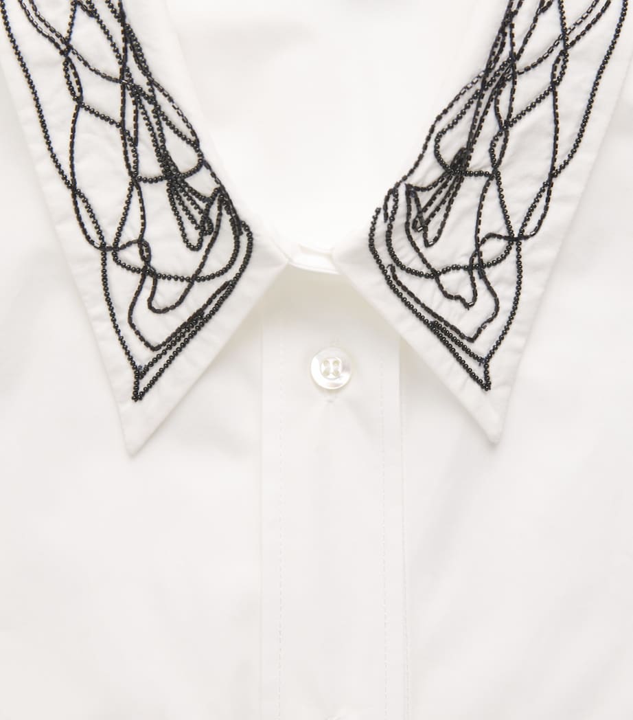Fabiana Filippi Womens Cotton Embellished Shirt Bianco/blu Image 6