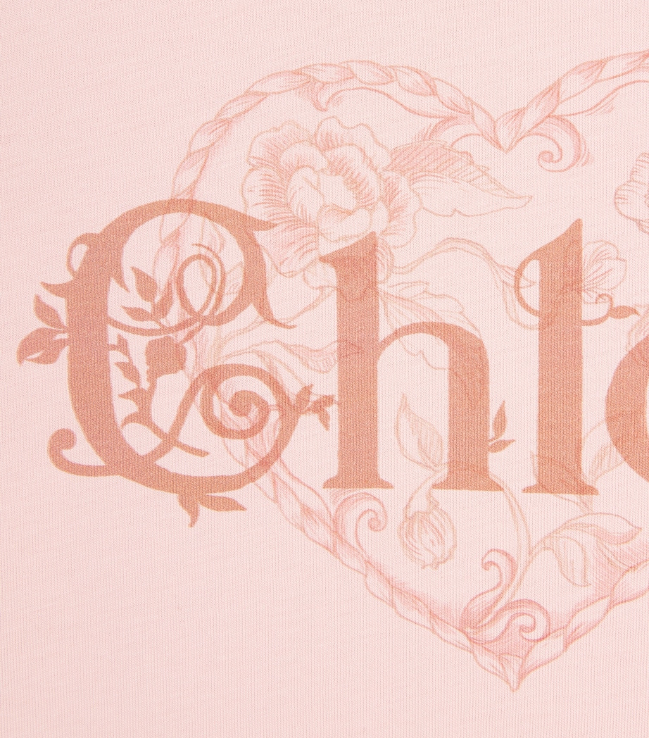 Chloé Kids Cotton Print Logo T-Shirt (4-14 Years) Pink Image 3