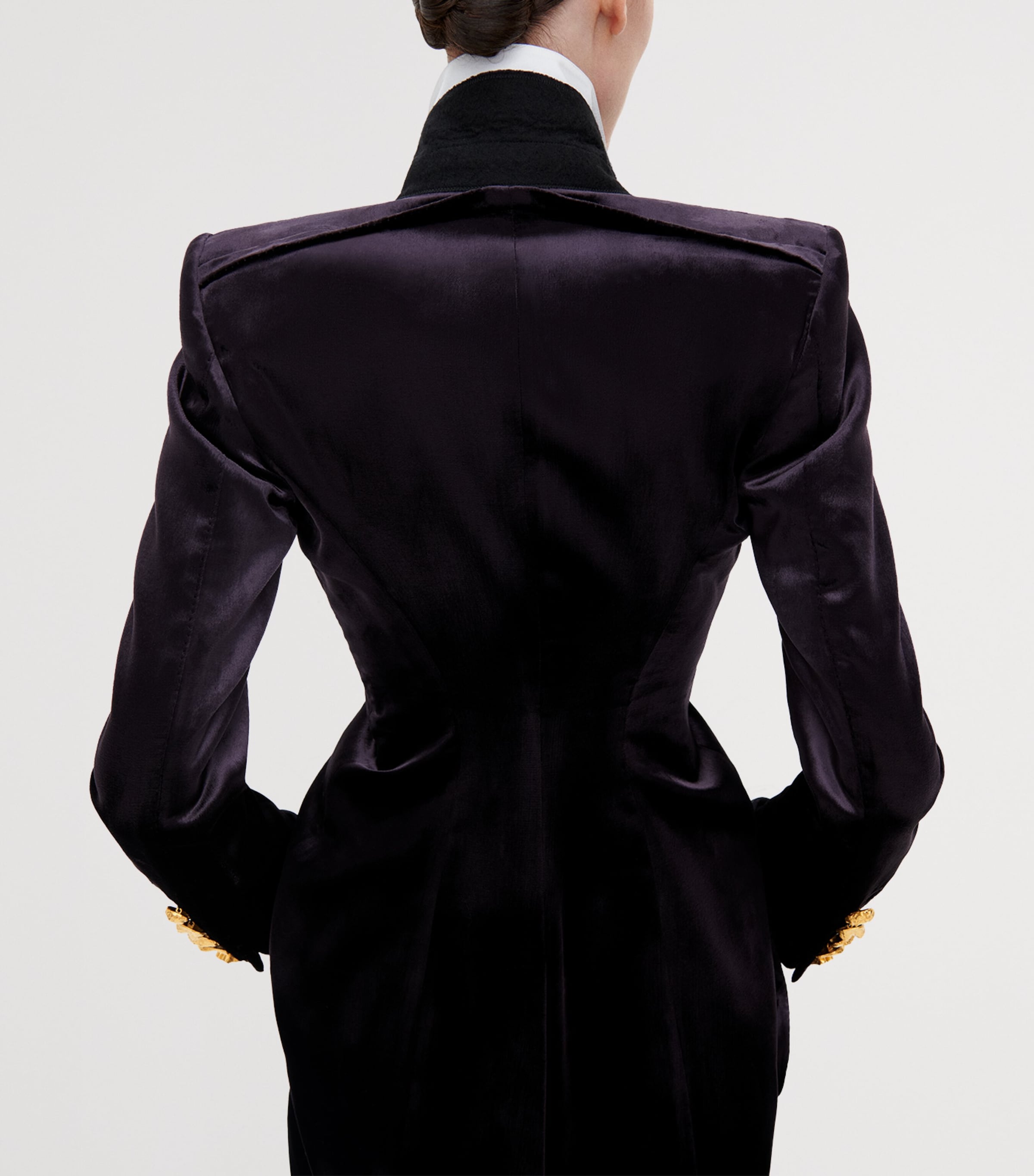 Schiaparelli Womens Velvet Demi-Lune Blazer Purple Image 3
