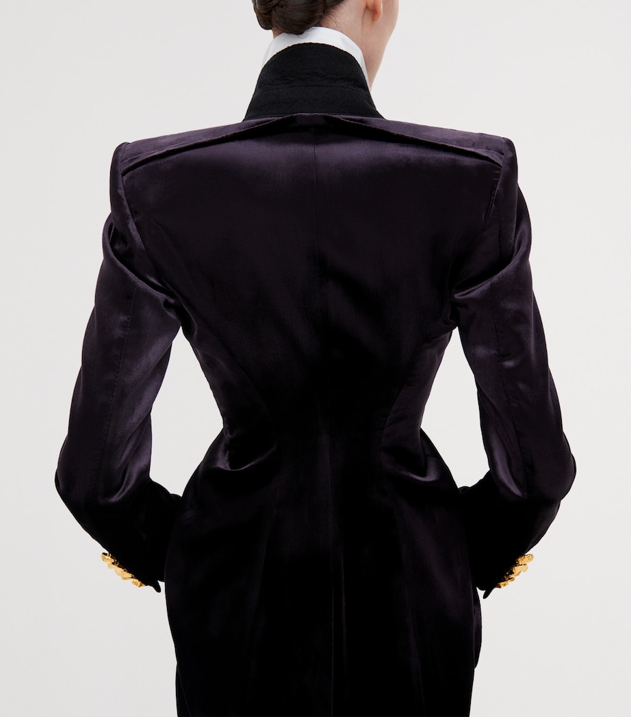 Schiaparelli Womens Velvet Demi-Lune Blazer Purple Image 3