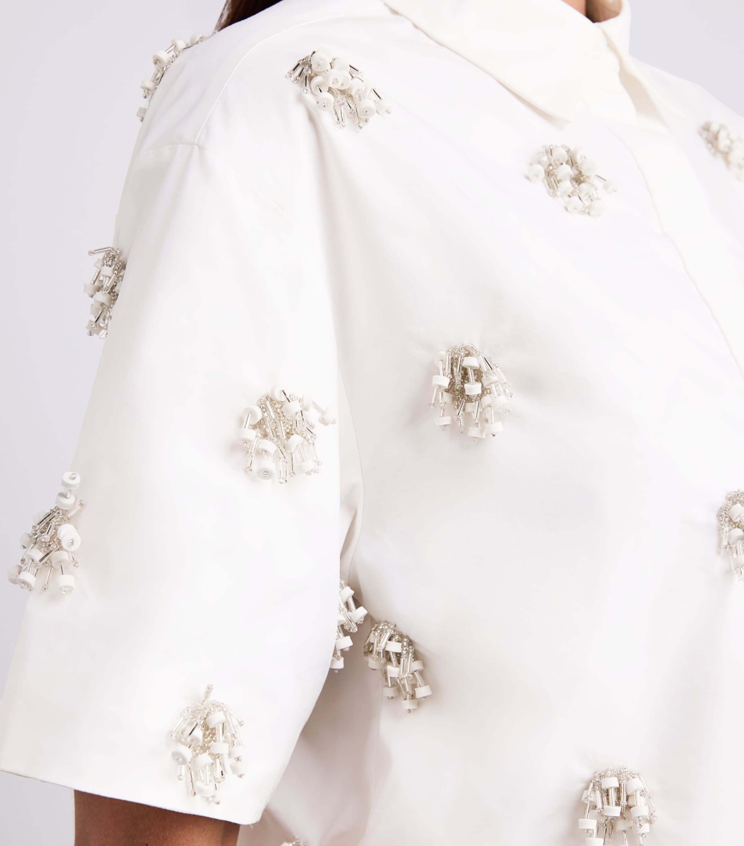 Cotton Embellished Cosmo Shirt WHITE Image 6