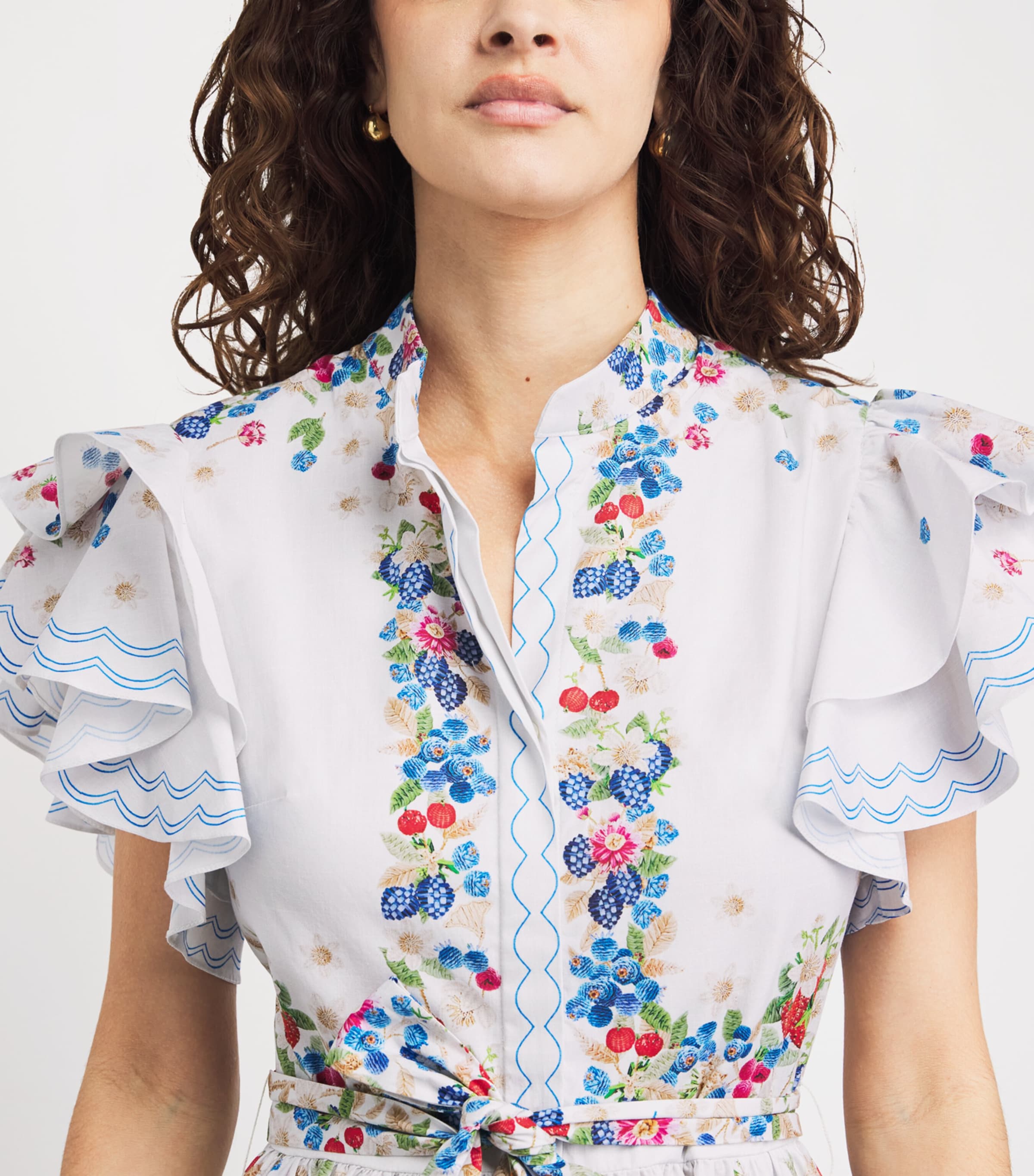 Mary Katrantzou Womens Stretch-Cotton Fruitavola Rosanna Midi Dress Fruitavola Image 3