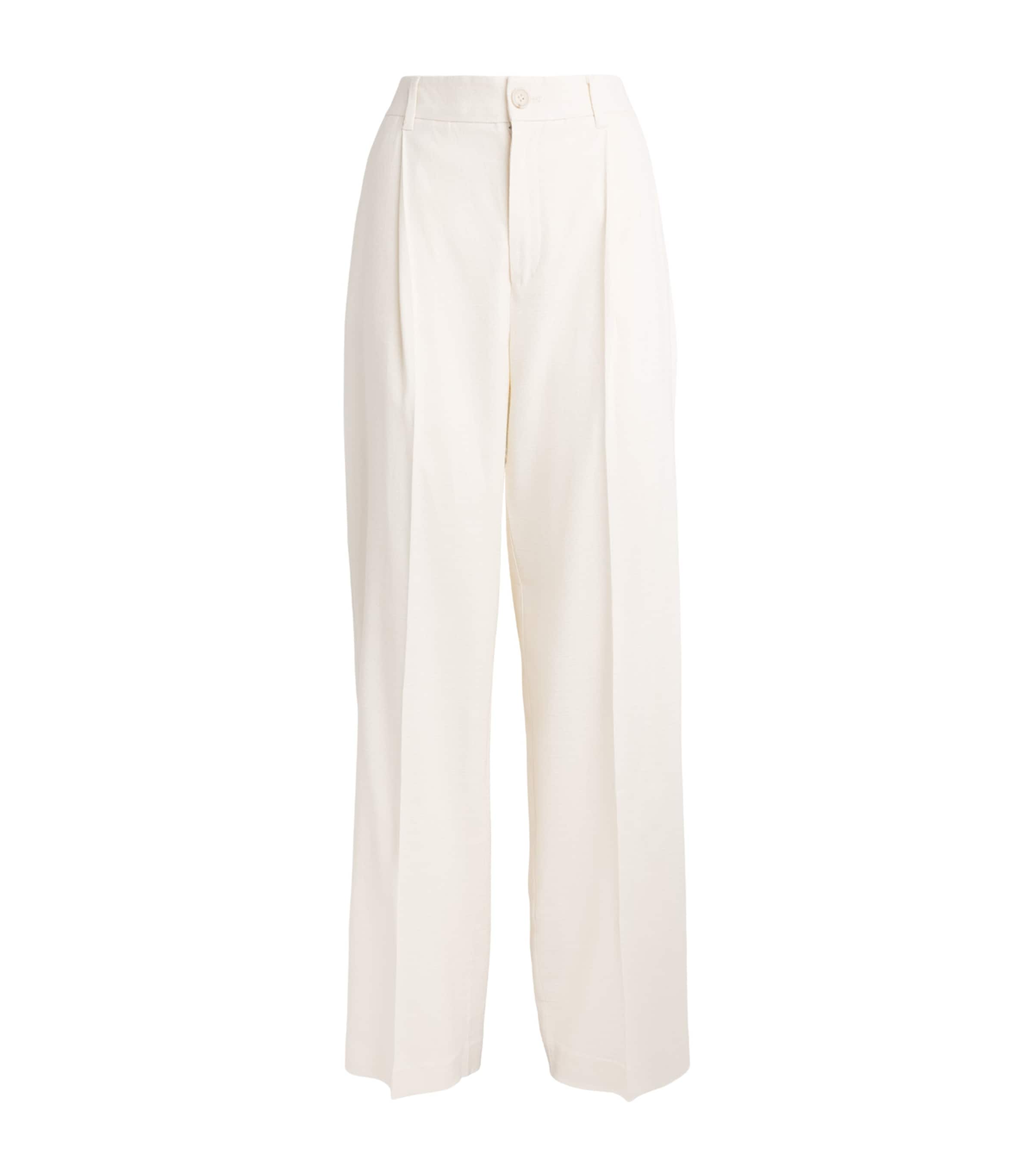 PAIGE Womens Westin Pleated Wide-Leg Trousers Bone Image 1
