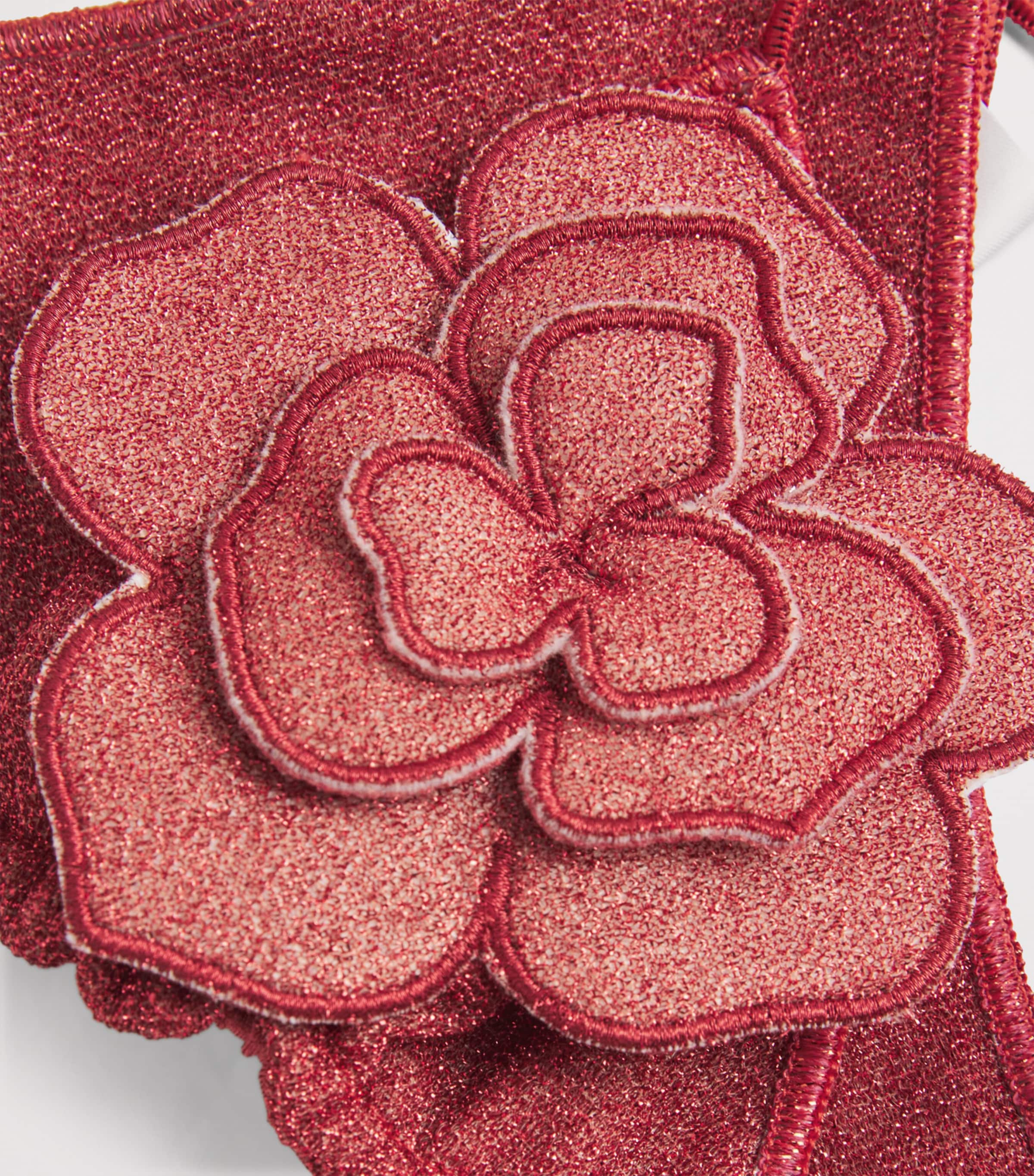 Oséree Womens Floral-Appliqué Lumière Bikini Coral Image 4