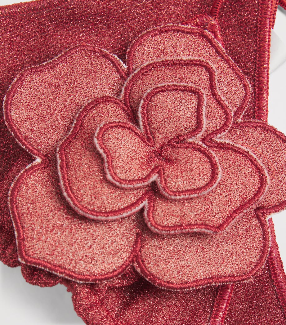Oséree Womens Floral-Appliqué Lumière Bikini Coral Image 4