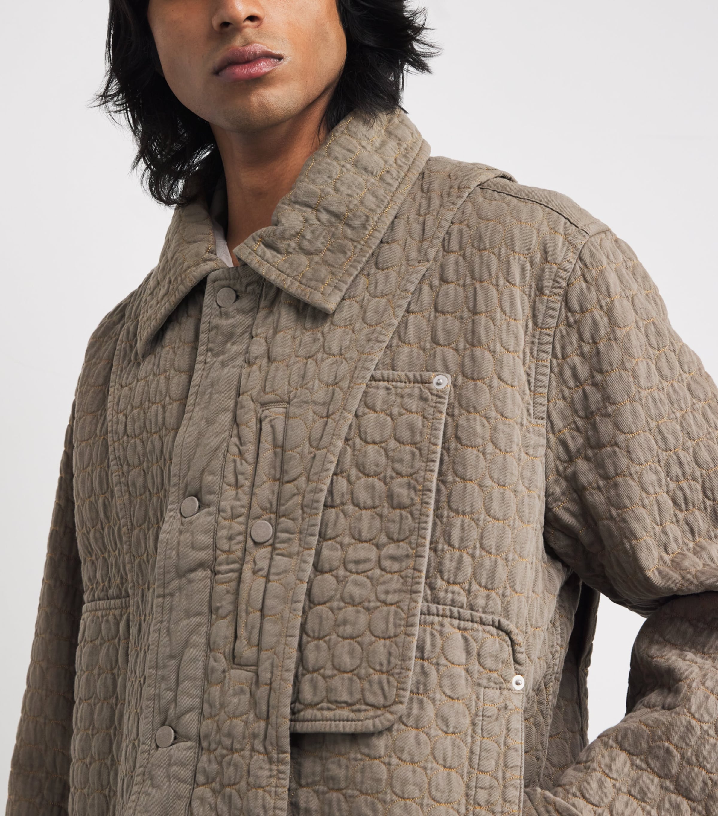 Cotton Quilted Circle Jacket SAND Image 6