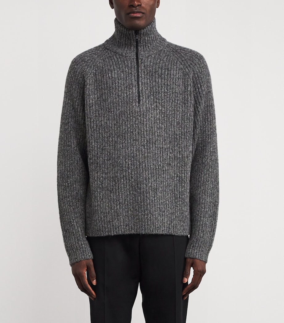 Wool-Blend Victor Half-Zip Sweater DARK GREY MELANGE Image 3
