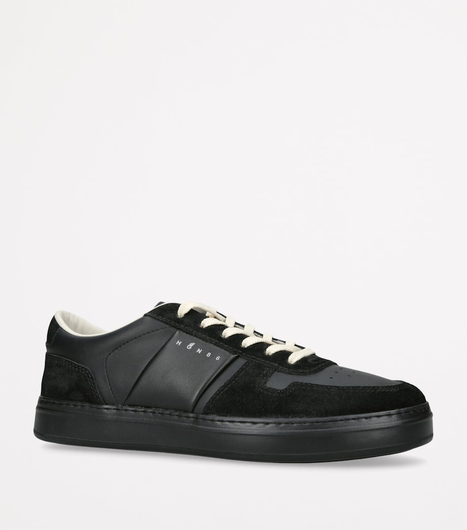 Leather-Suede H-TV Sneakers BLACK Image 3