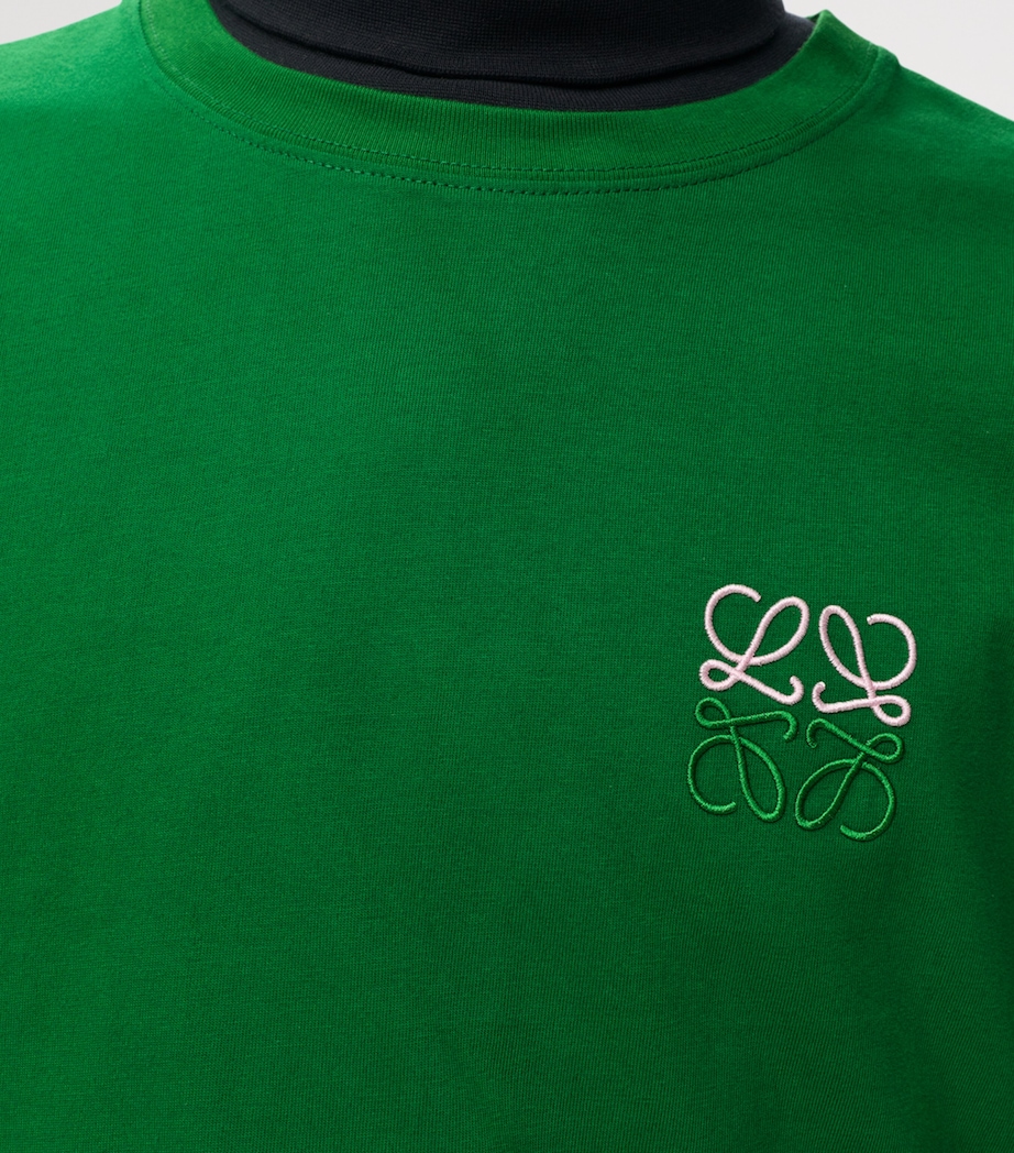 LOEWE Mens Cotton Anagram T-Shirt Green Image 5