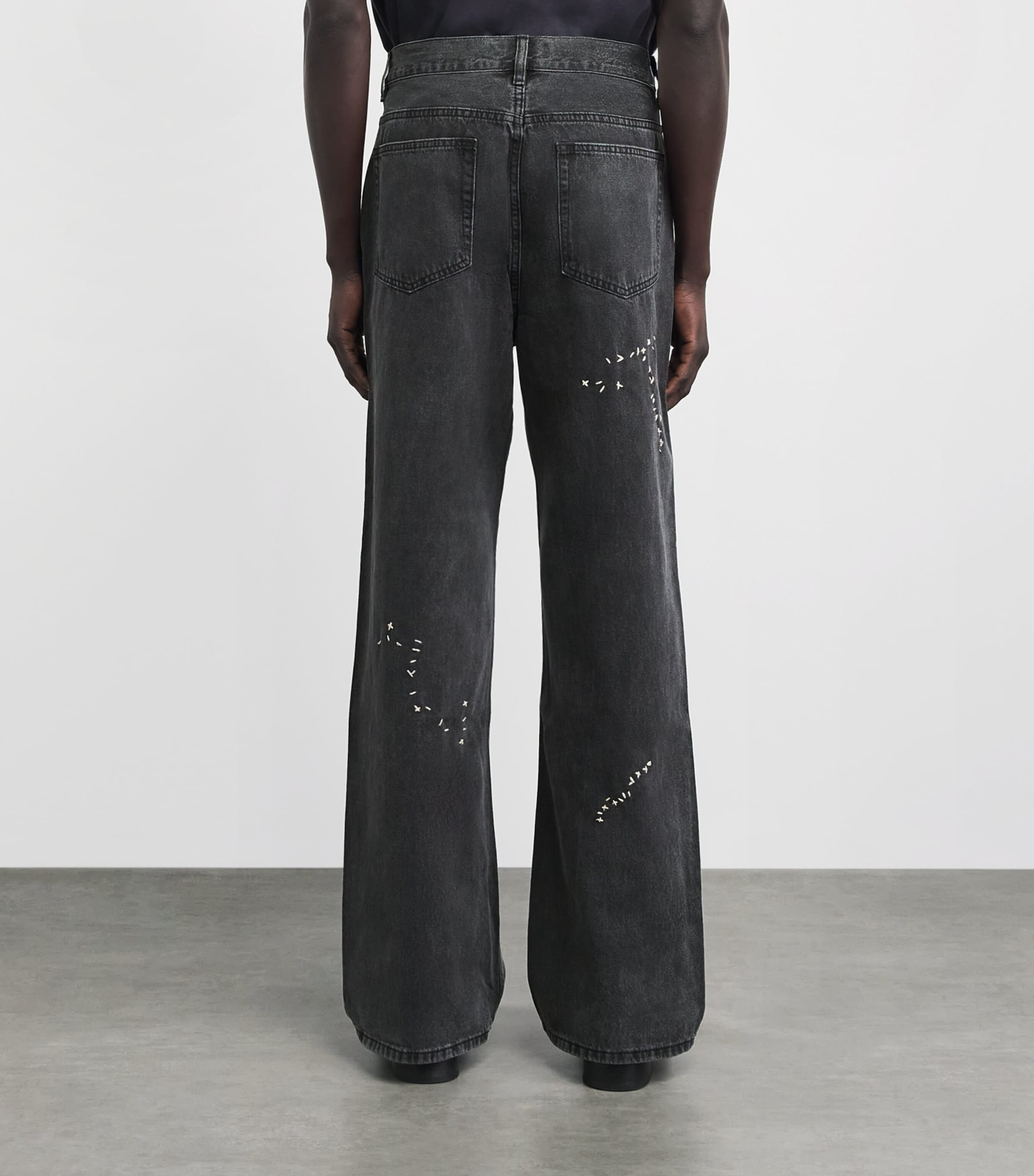 DOMREBEL Mens Jerk Bootcut Jeans Faded Black Image 5