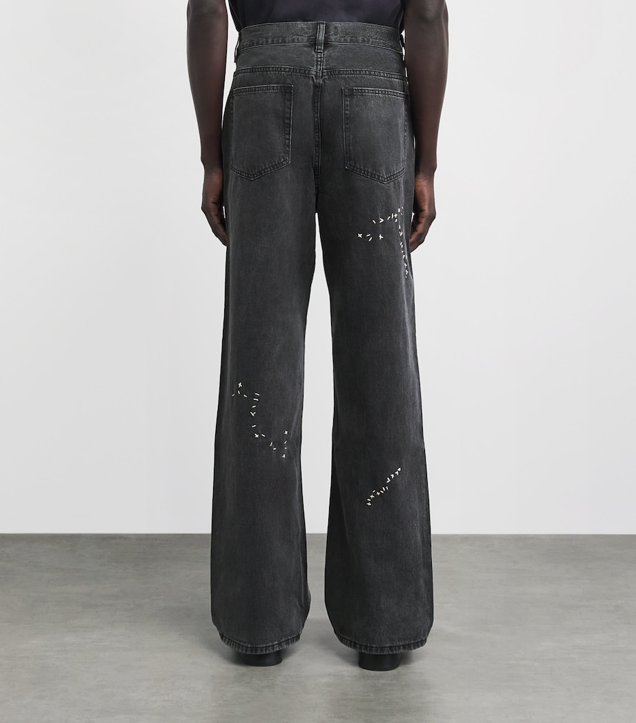 DOMREBEL Mens Jerk Bootcut Jeans Faded Black Image 5