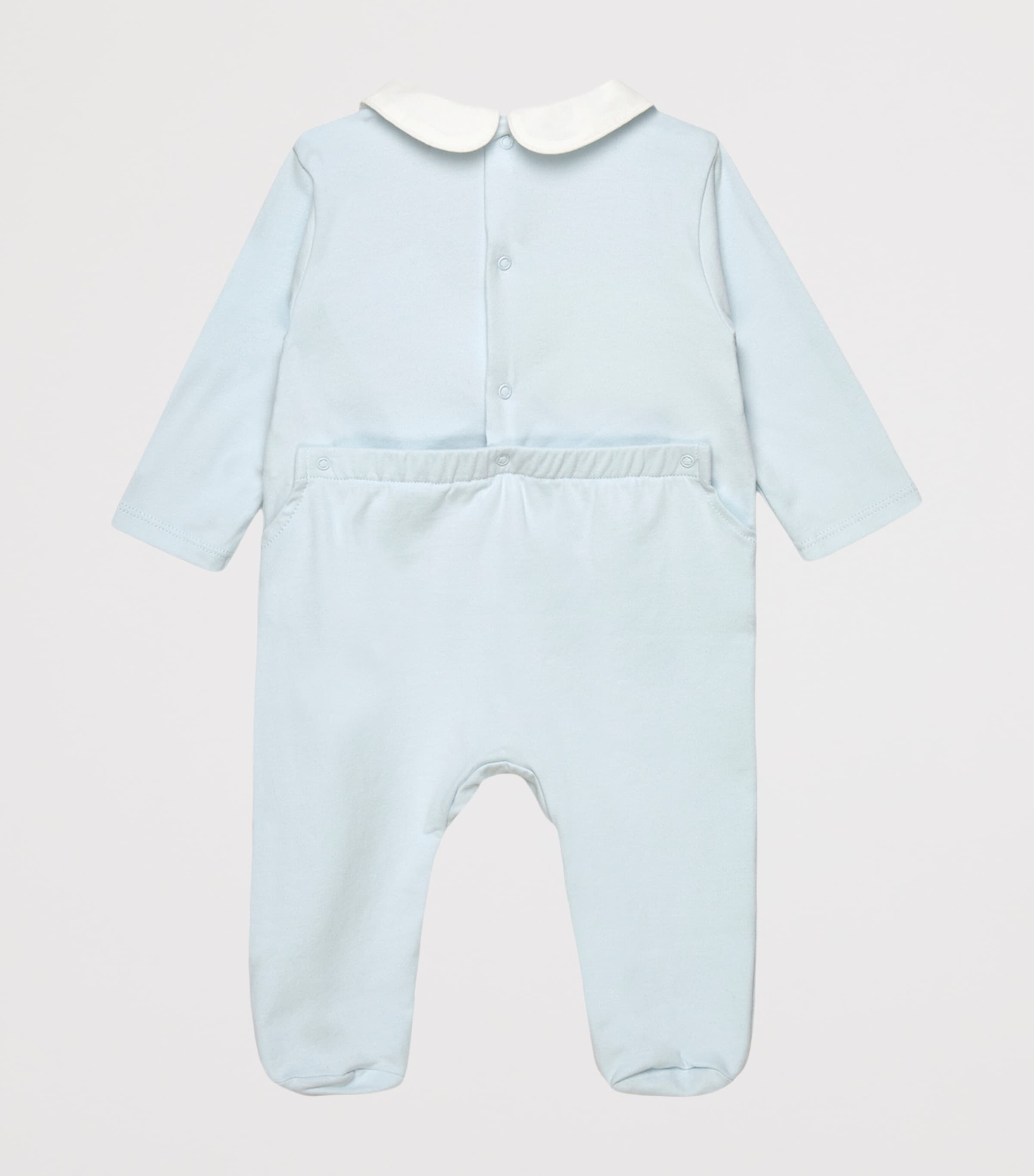 Trotters Stretch-Organic Cotton Augustus & Friends All-In-One (0-12 Months) Pale Blue Image 2