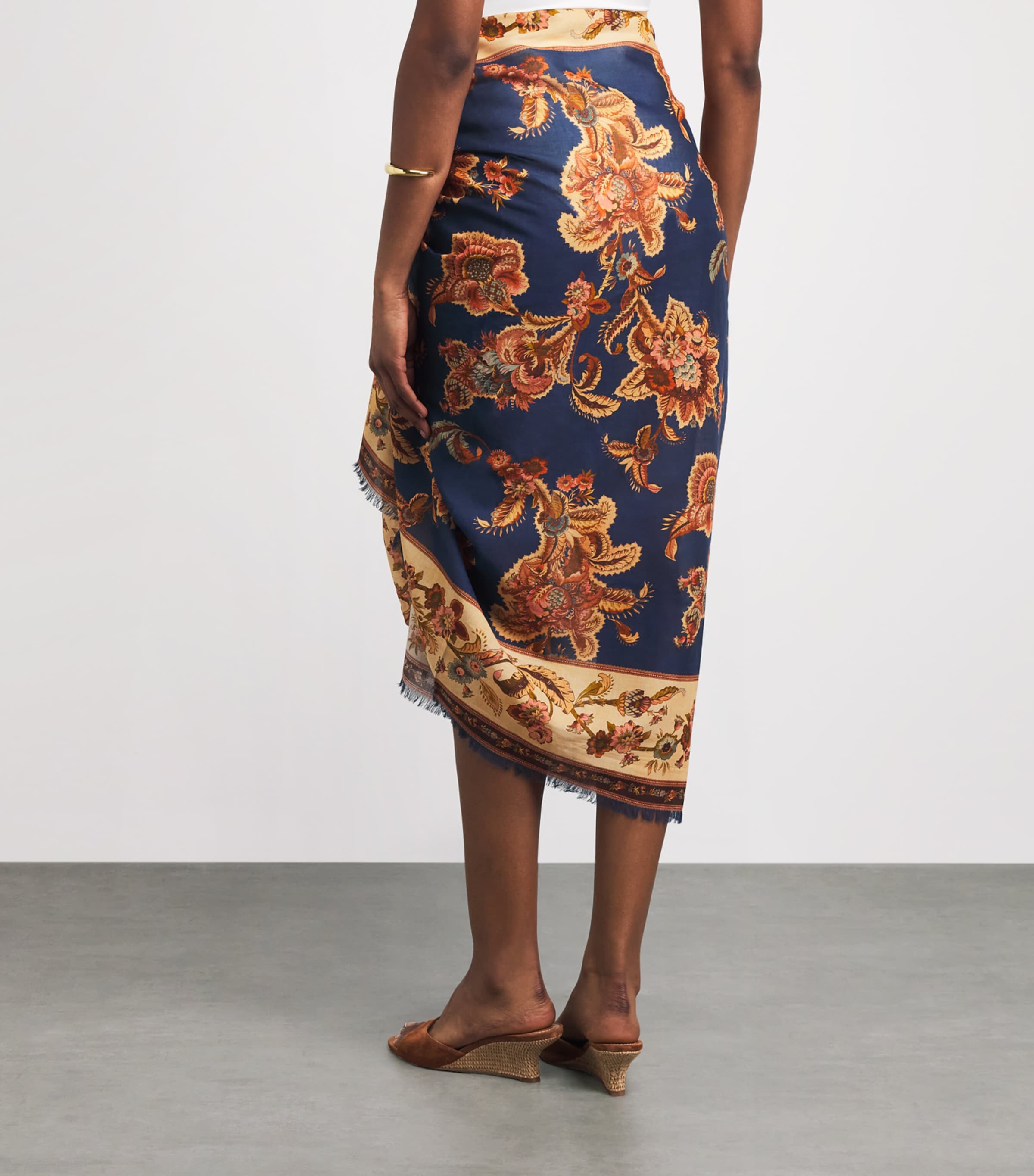 Zimmermann Womens Cotton Printed Pareo Navy Jacobean Image 5