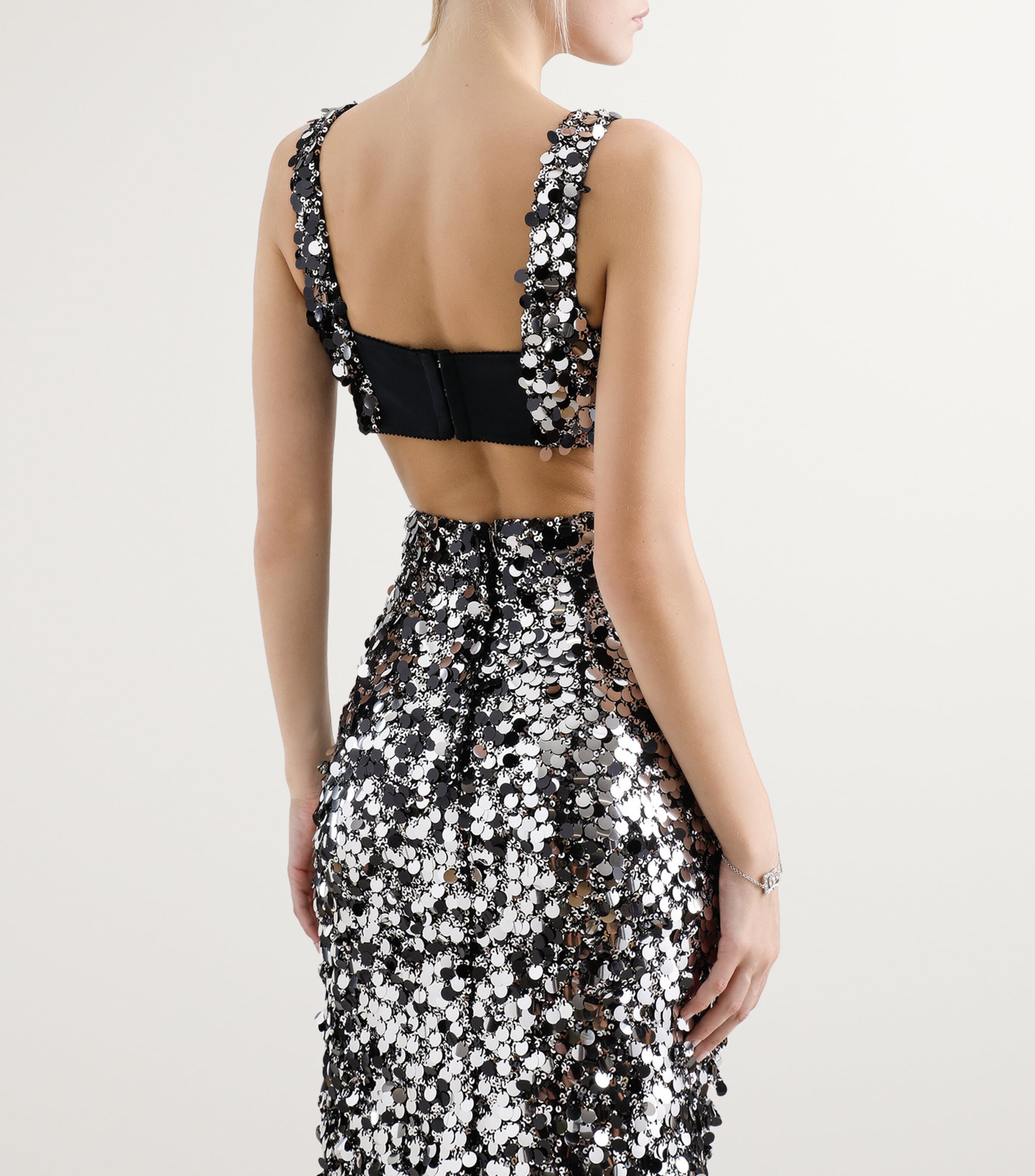 Embellished Sequin Crop Top S0998-SILVER Image 5