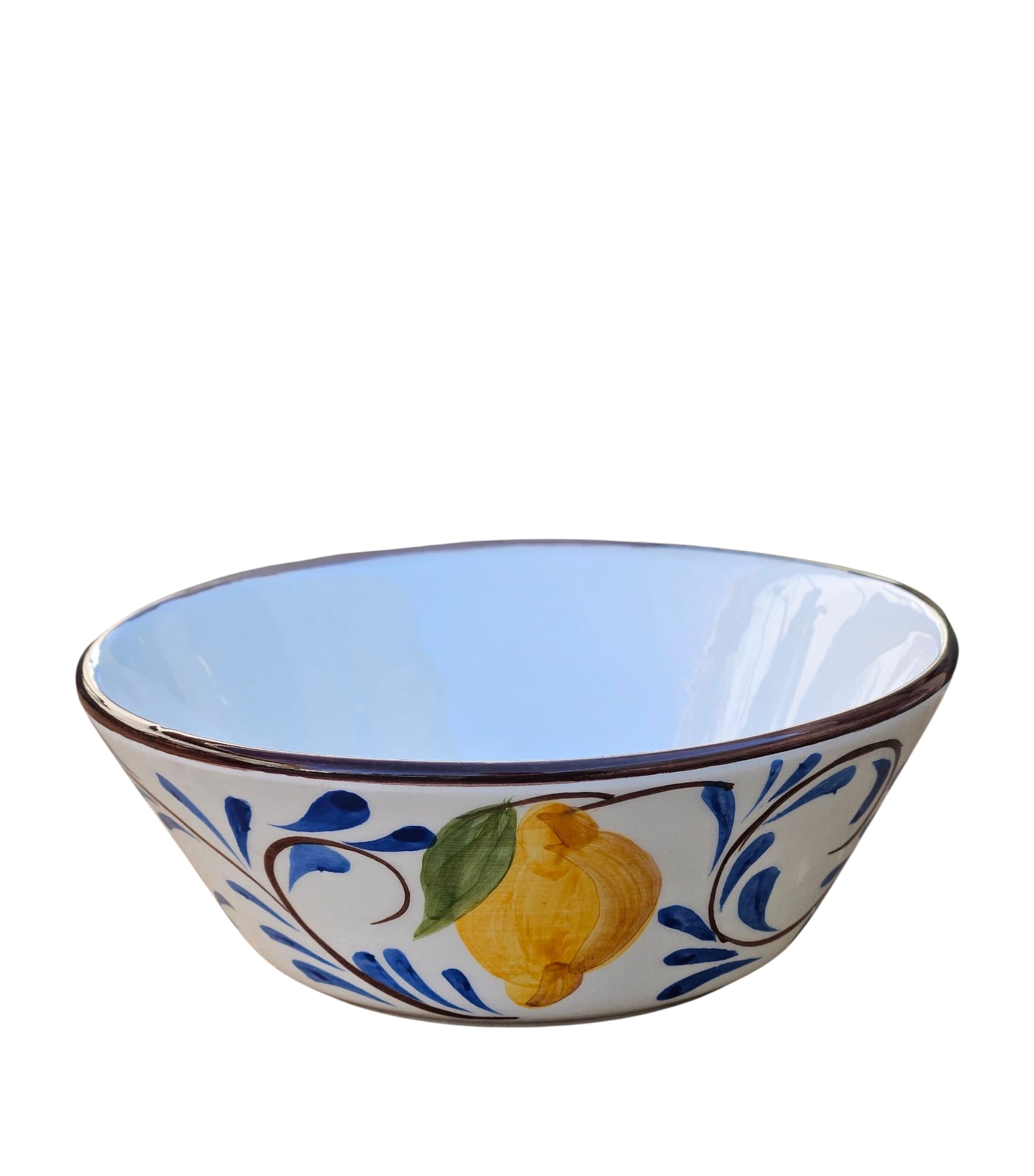 Les-Ottomans Ceramic Positano Lemons Cereal Bowl (16cm) Blue Image 1