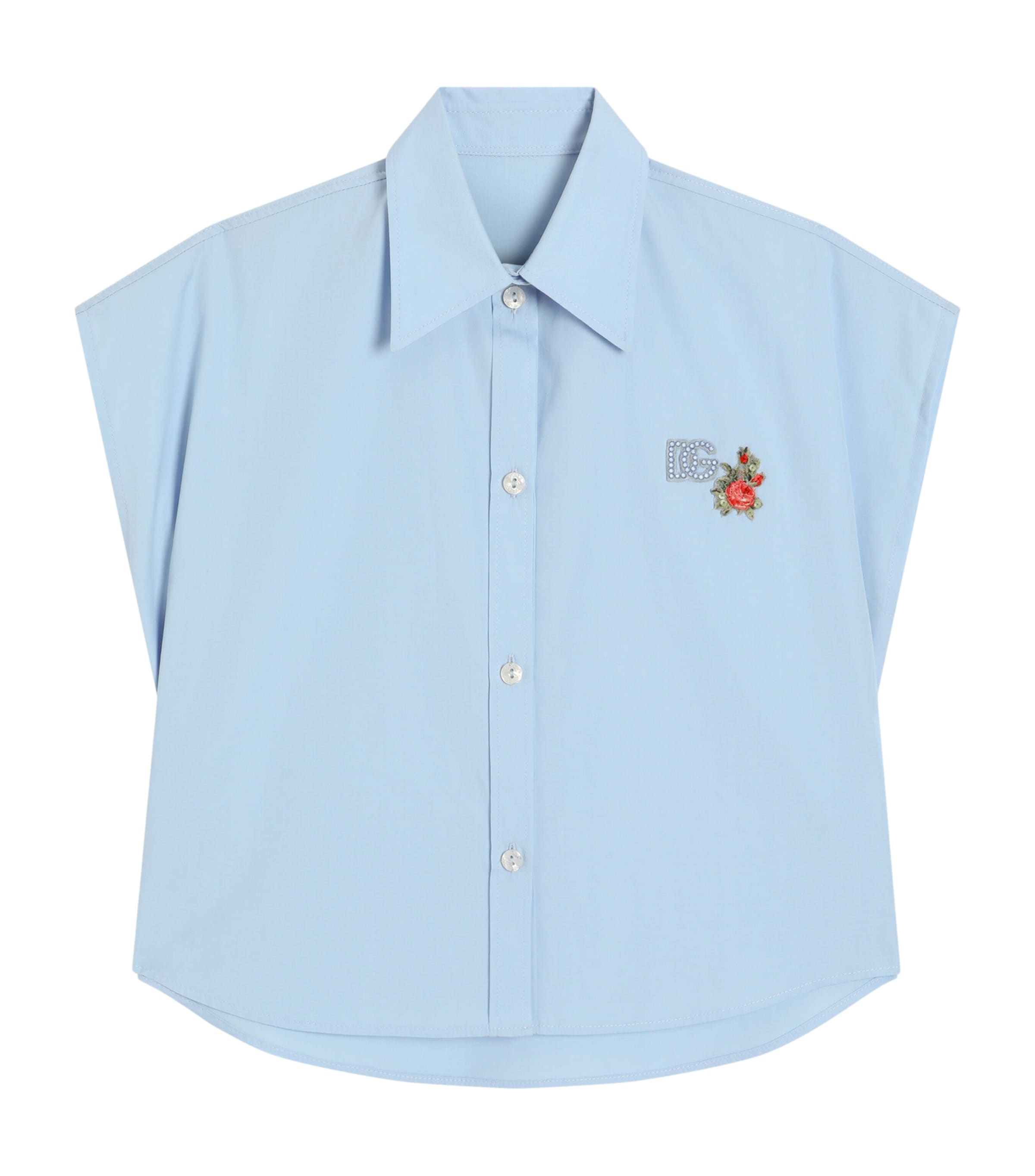 Dolce&Gabbana Kids Cotton Logo Shirt (8-12+ Years) Sky Blue Image 1